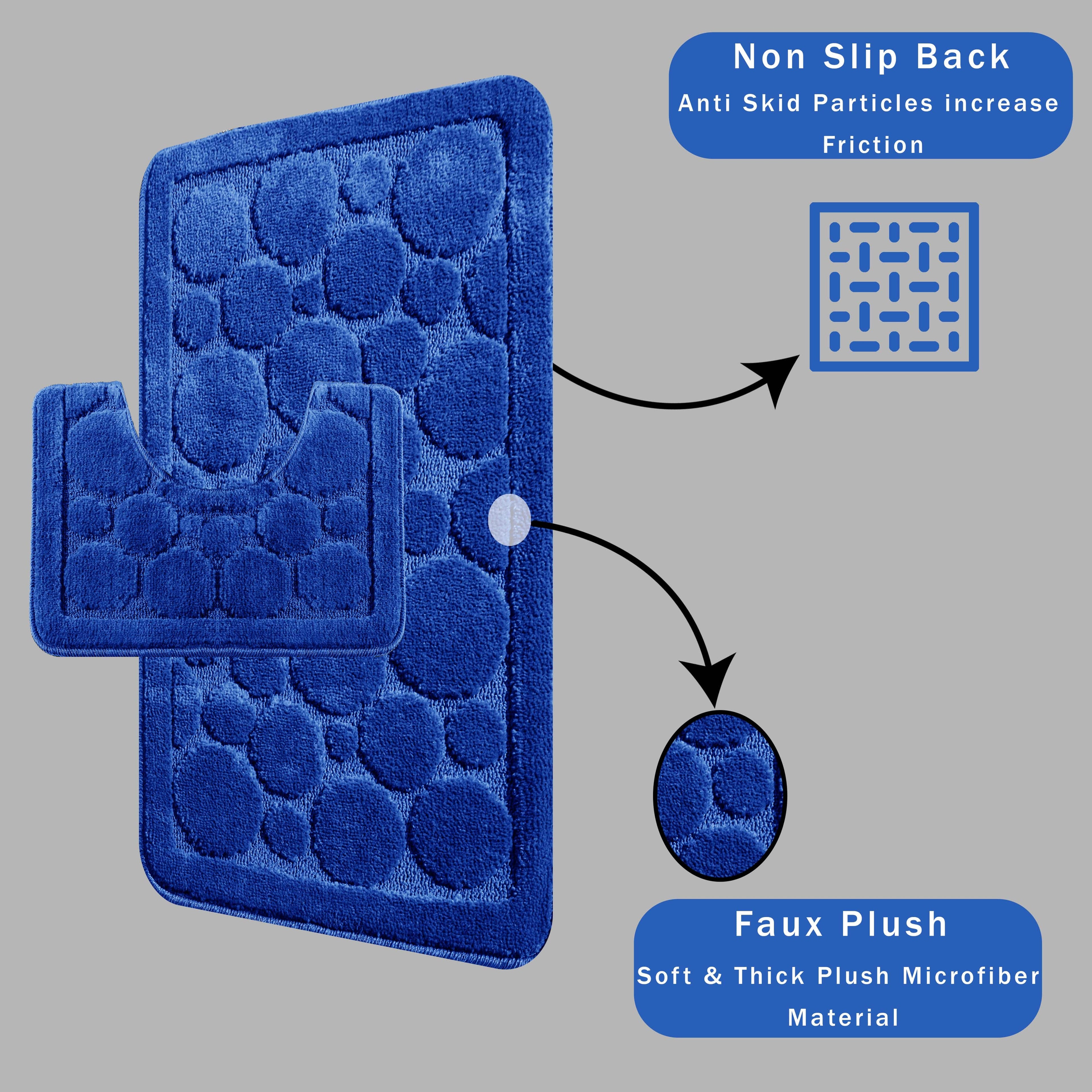 OLIVIA ROCCO Cali Bubbles 2 Piece Non-Slip Bath Mat and Pedestal Set