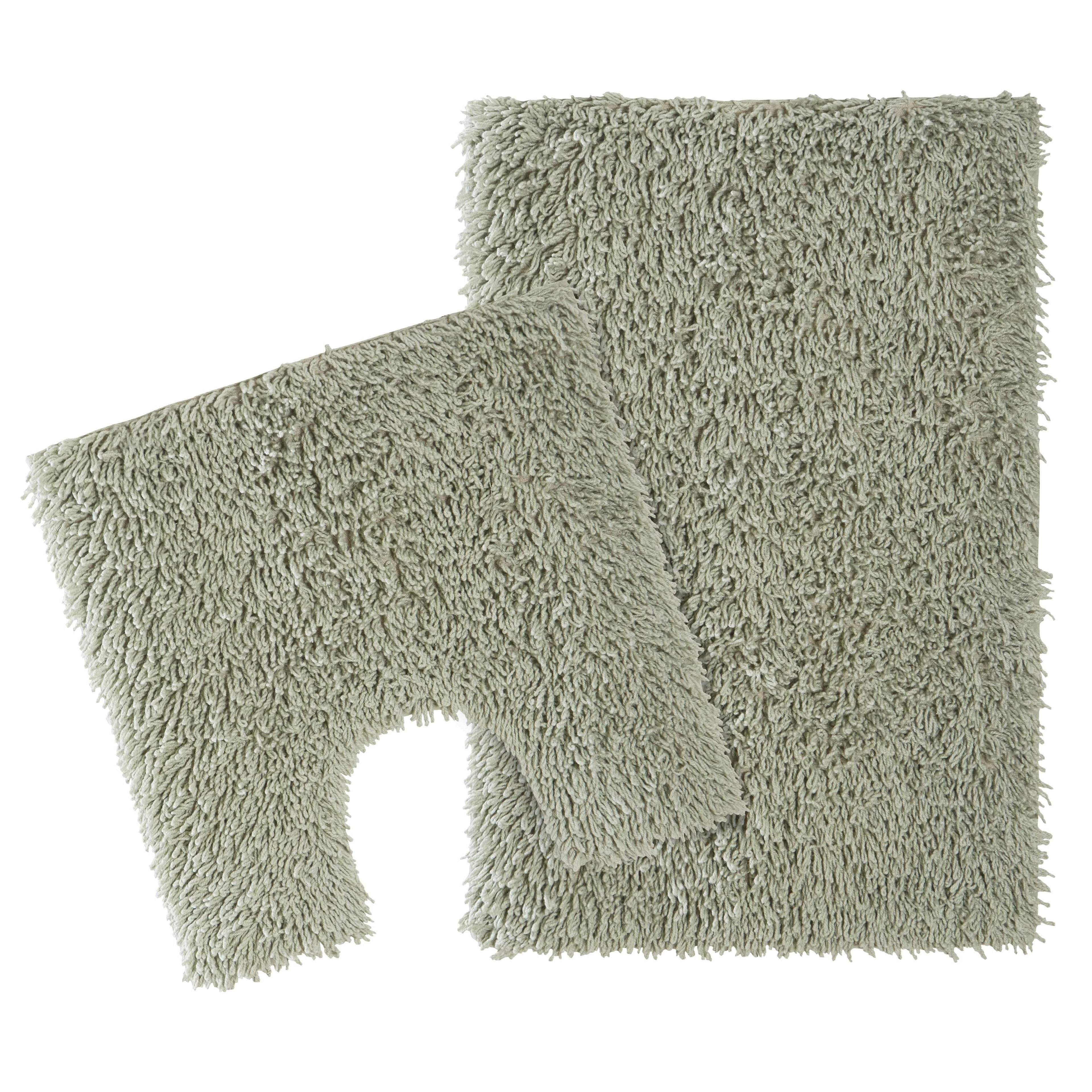 OLIVIA ROCCO Como 2 Piece Bath Mat Set – Sage Green Non-Slip Cotton