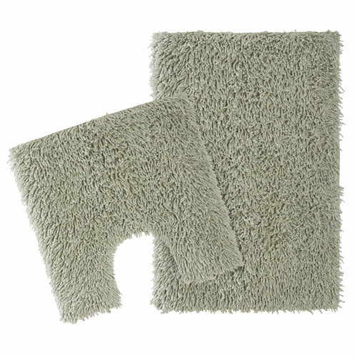 OLIVIA ROCCO Como 2 Piece Bath Mat Set – Sage Green Non-Slip Cotton