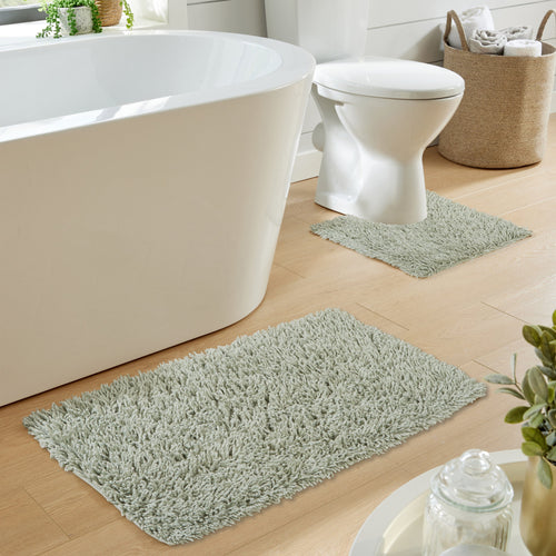 OLIVIA ROCCO Como 2 Piece Bath Mat Set – Sage Green Non-Slip Cotton