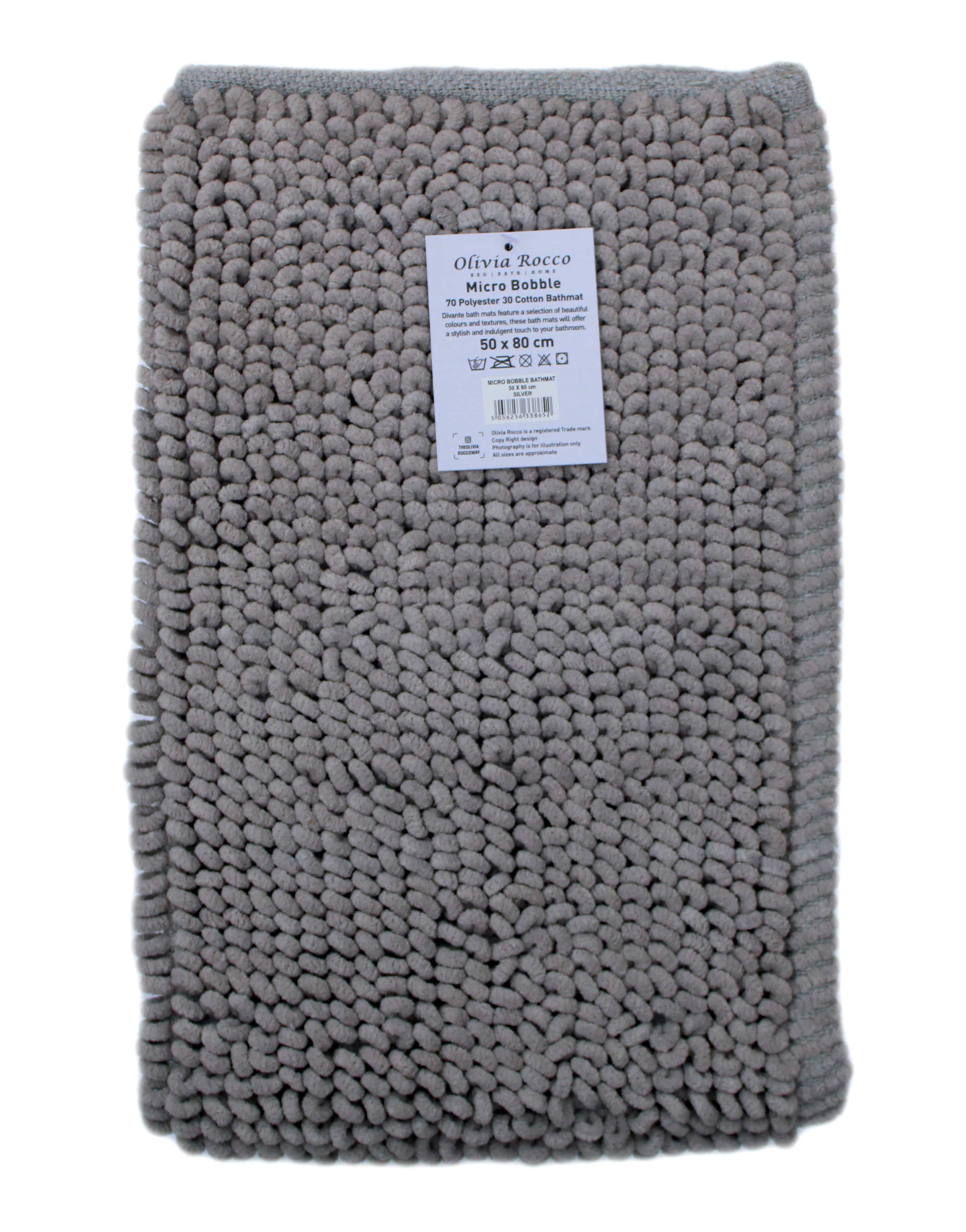 OLIVIA ROCCO Pebbles Bath Mat – Hand Woven Cotton Non-Slip Rug, 50x80cm