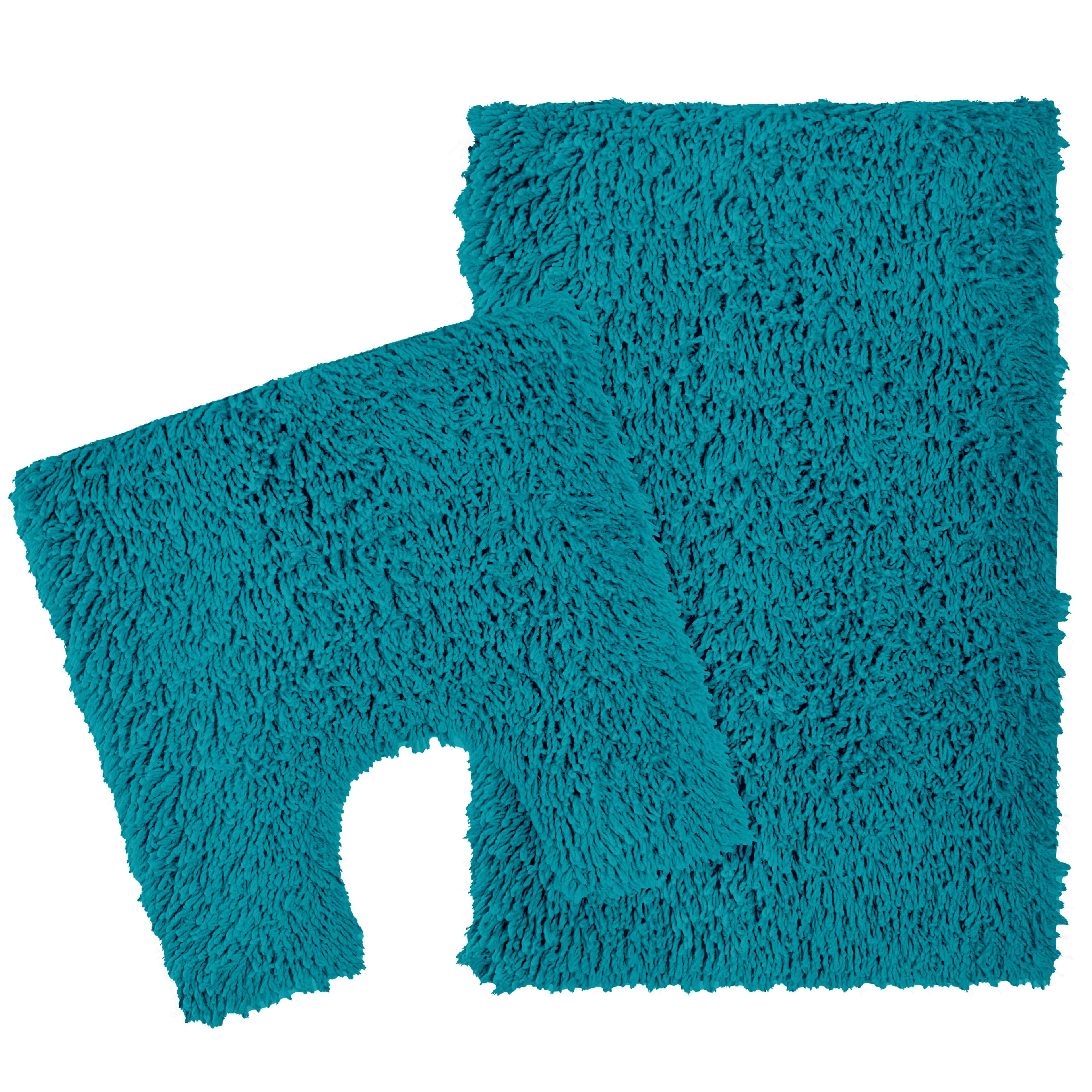 OLIVIA ROCCO Como 2 Piece Teal Bath Mat Set – Non-Slip Absorbent Cotton