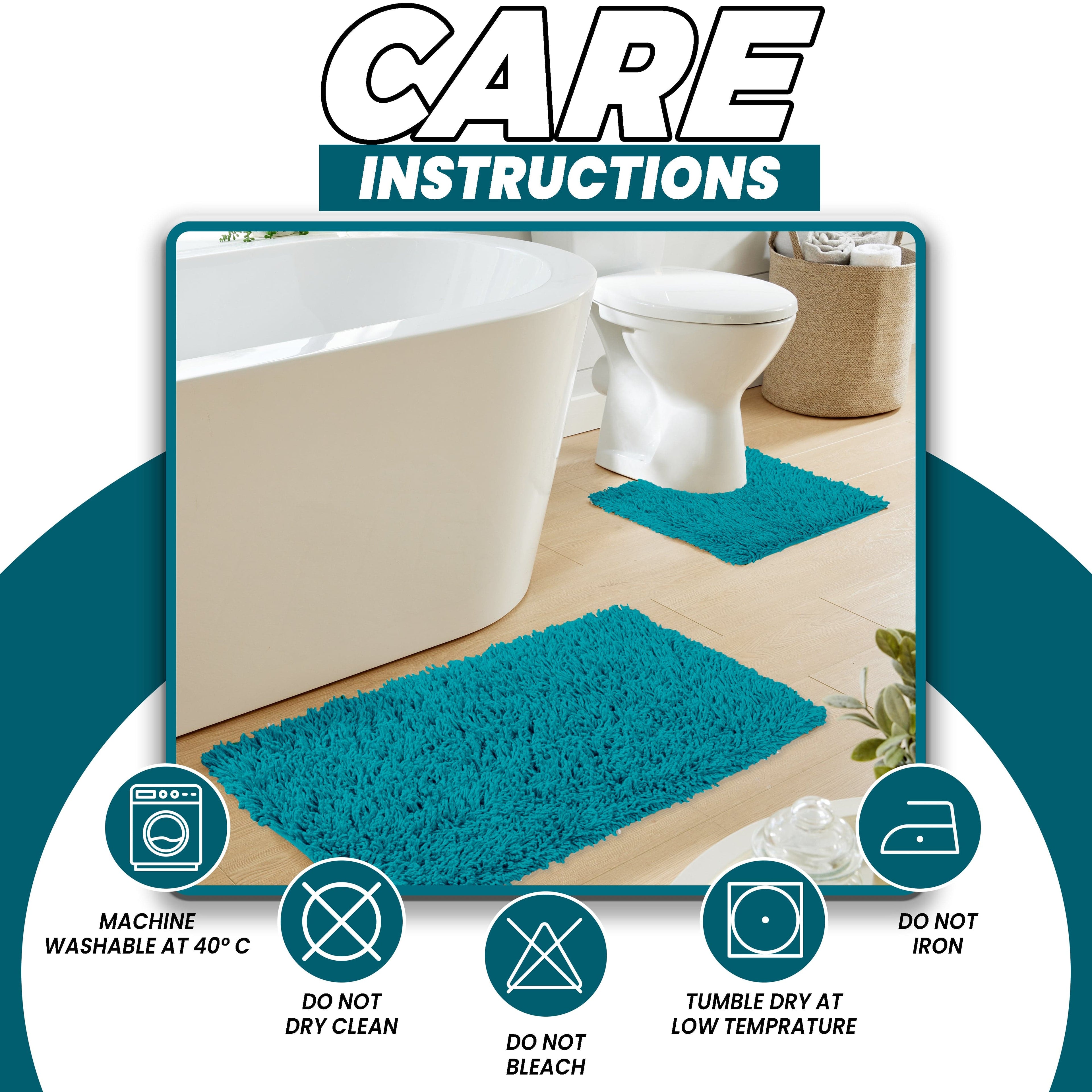 OLIVIA ROCCO Como 2 Piece Teal Bath Mat Set – Non-Slip Absorbent Cotton