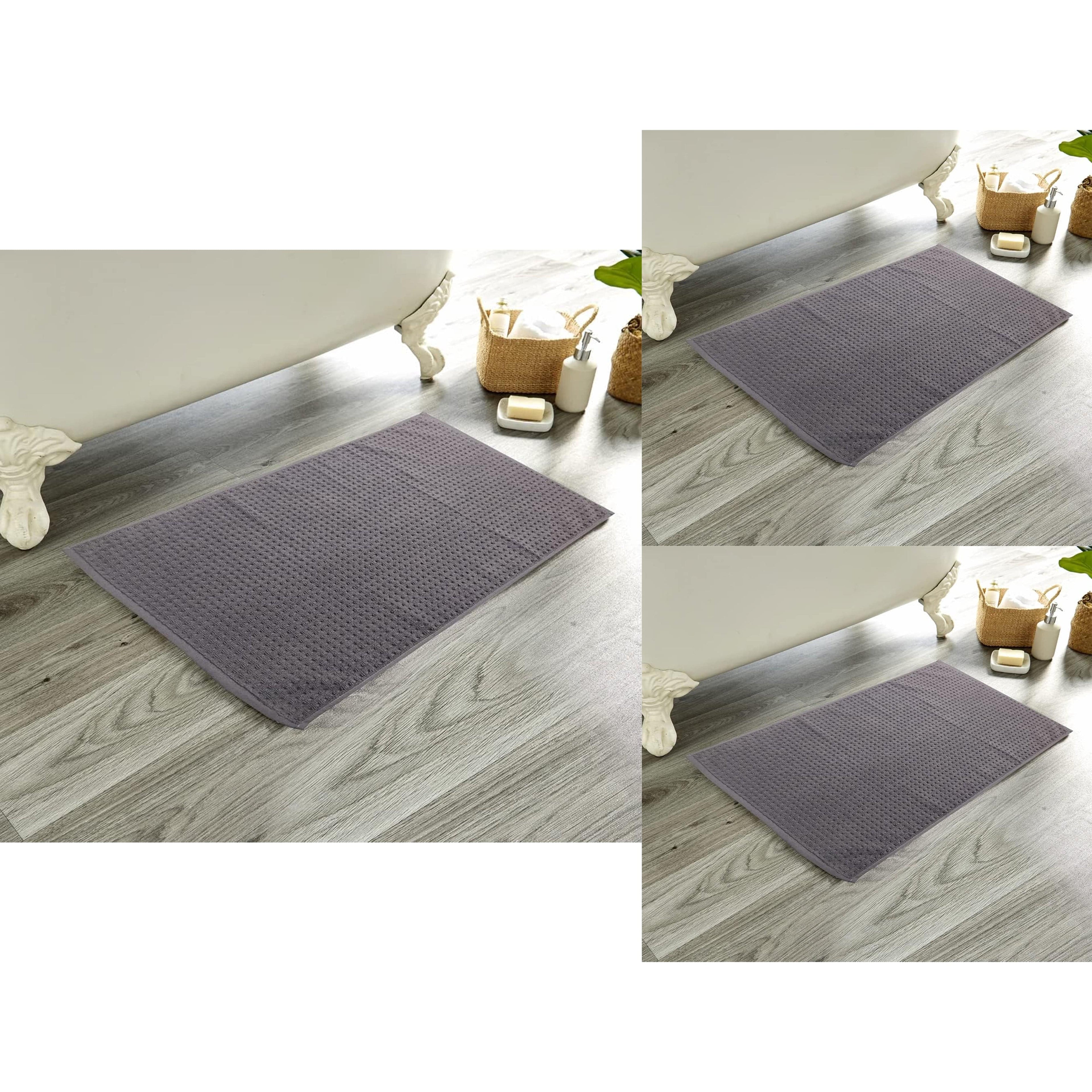 OLIVIA ROCCO Cotton Bathmats – Pack of 3 Non-Slip Absorbent Bathroom Rugs