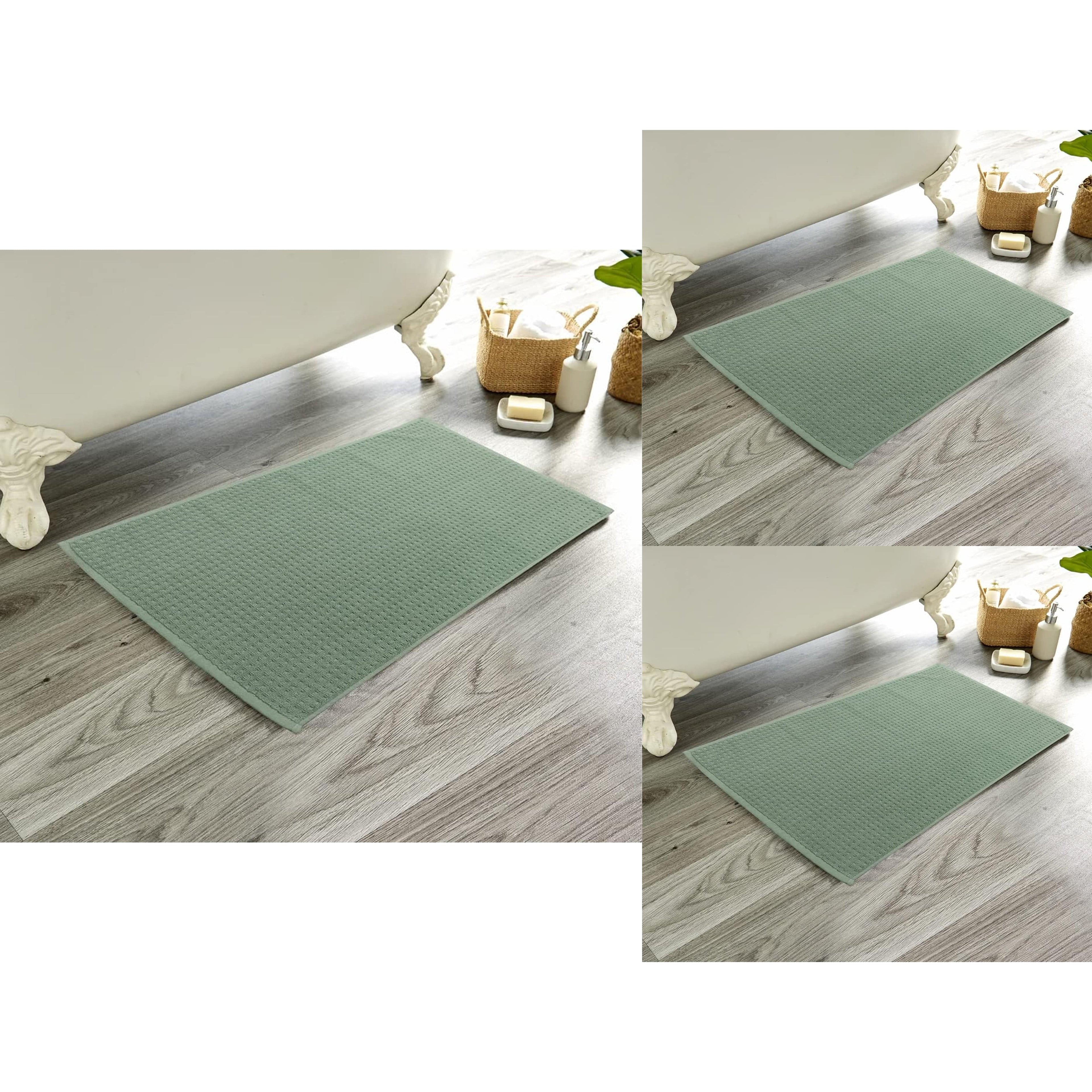 OLIVIA ROCCO Cotton Bathmats – Pack of 3 Non-Slip Absorbent Bathroom Rugs
