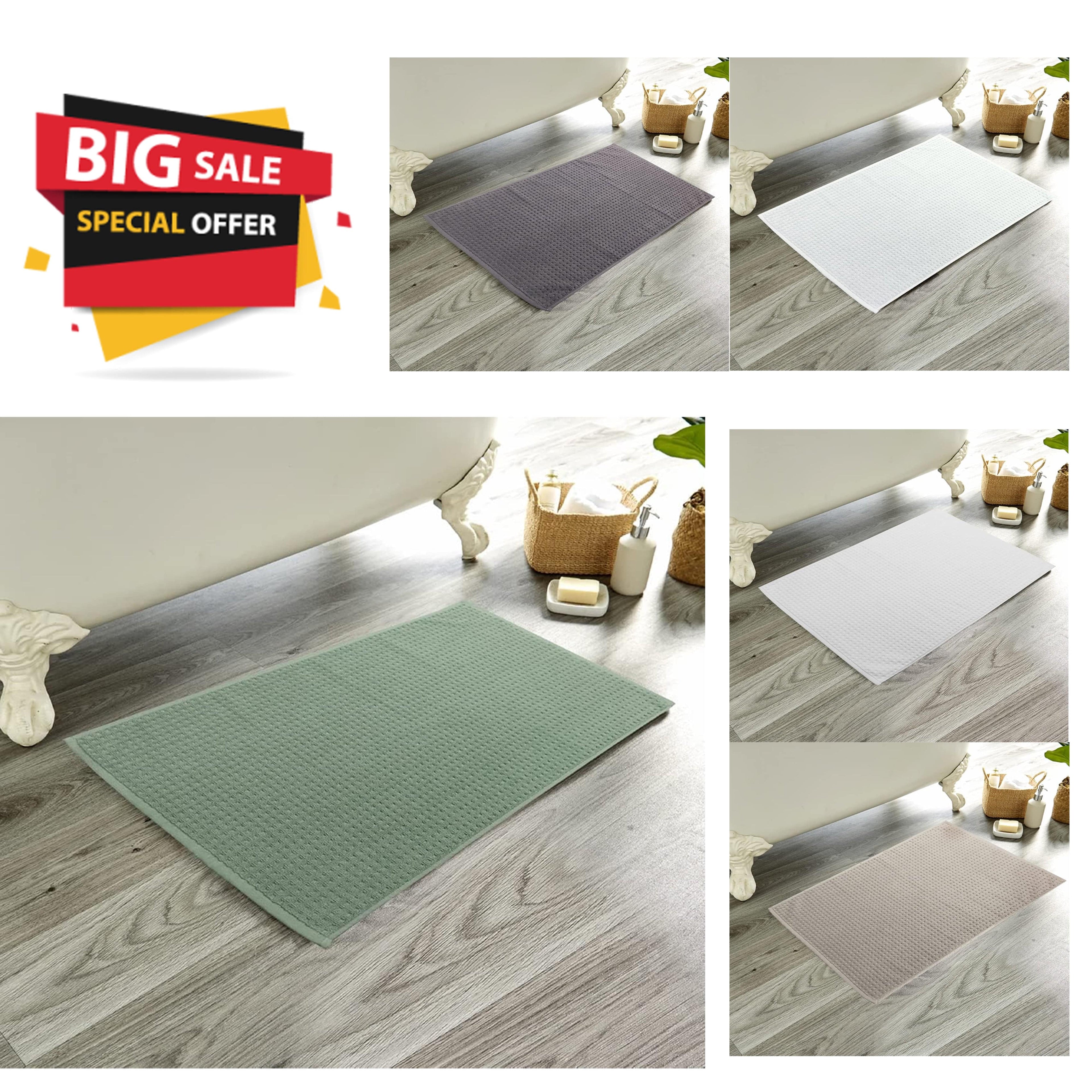 OLIVIA ROCCO Cotton Bathmats – Pack of 3 Non-Slip Absorbent Bathroom Rugs