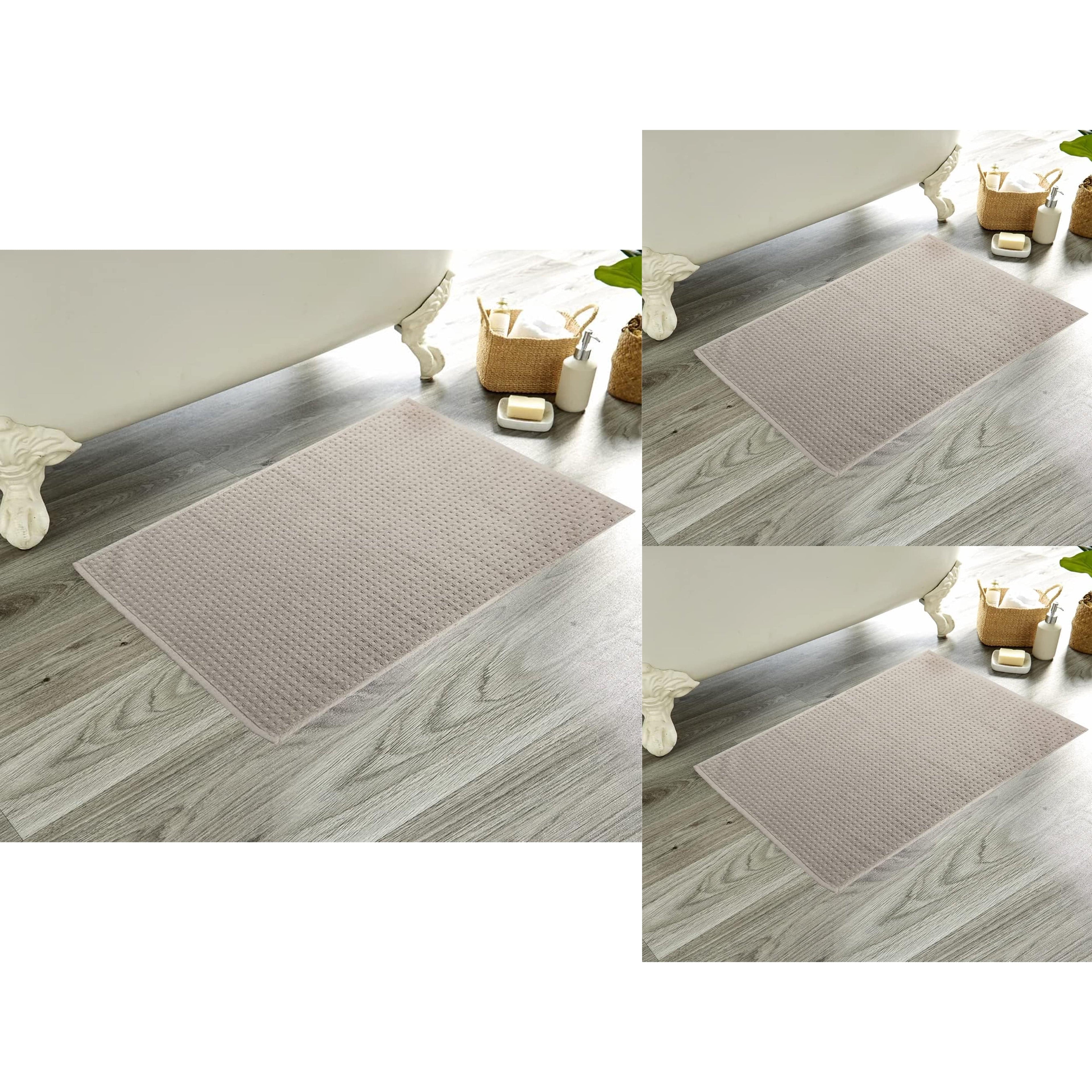 OLIVIA ROCCO Cotton Bathmats – Pack of 3 Non-Slip Absorbent Bathroom Rugs