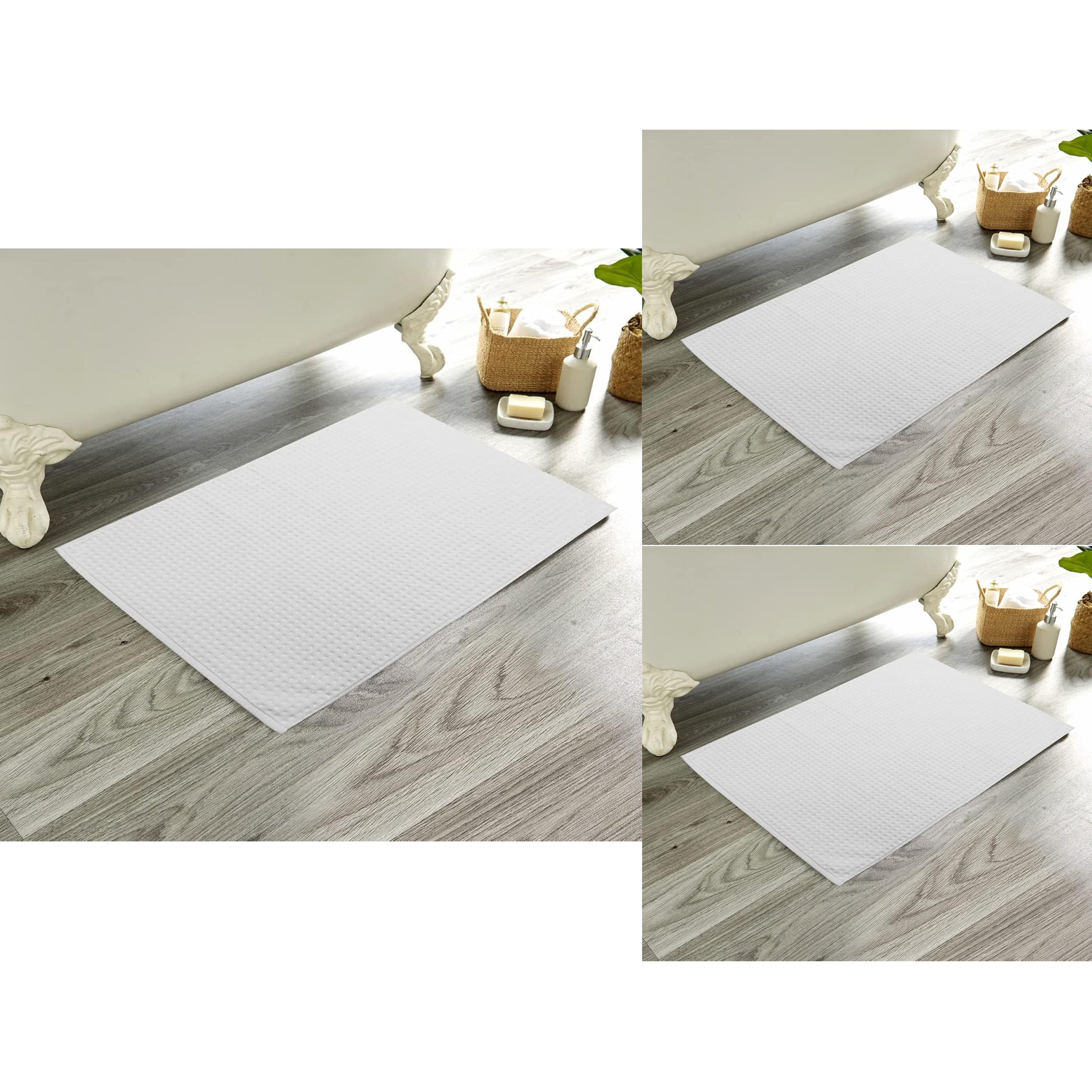 OLIVIA ROCCO Cotton Bathmats – Pack of 3 Non-Slip Absorbent Bathroom Rugs