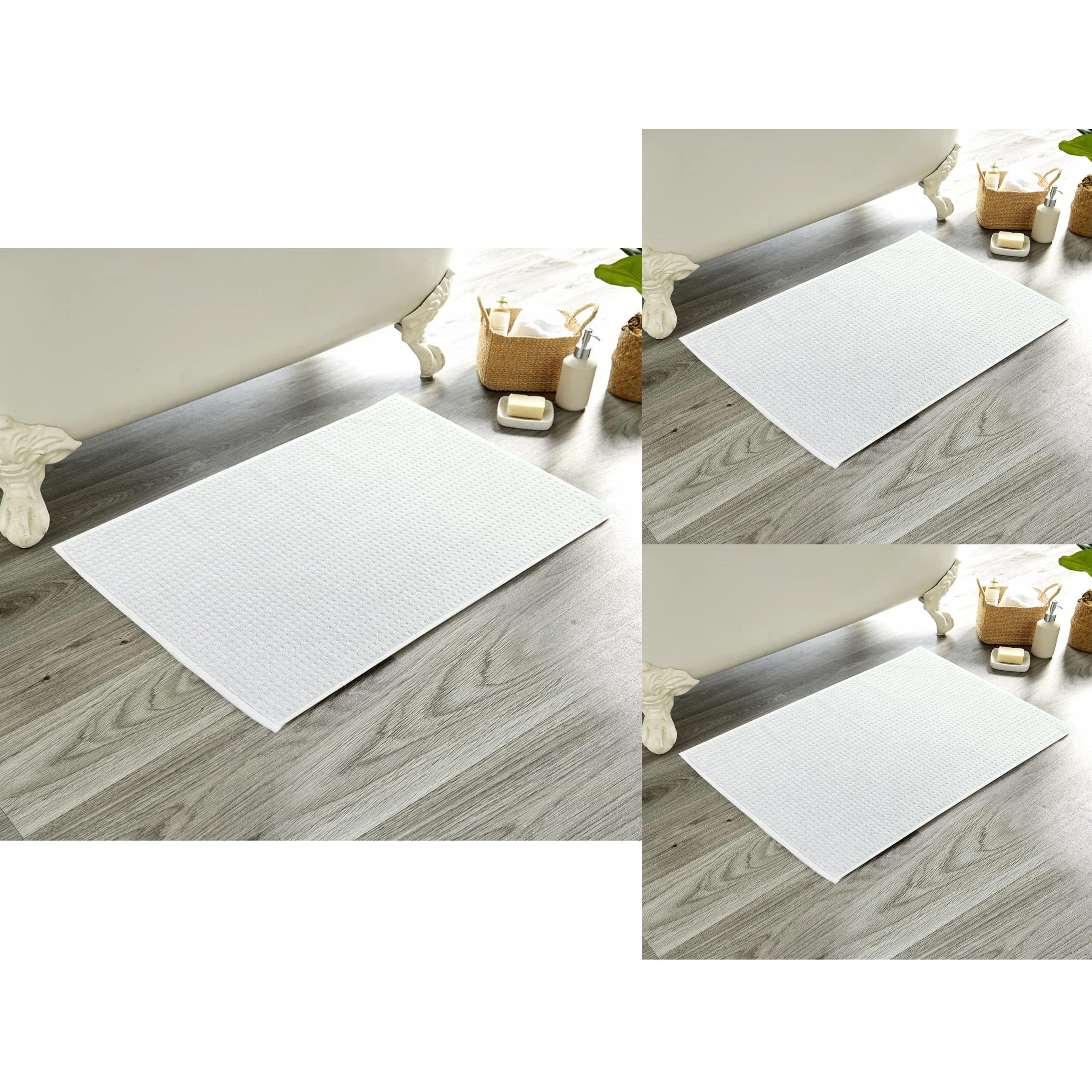 OLIVIA ROCCO Cotton Bathmats – Pack of 3 Non-Slip Absorbent Bathroom Rugs