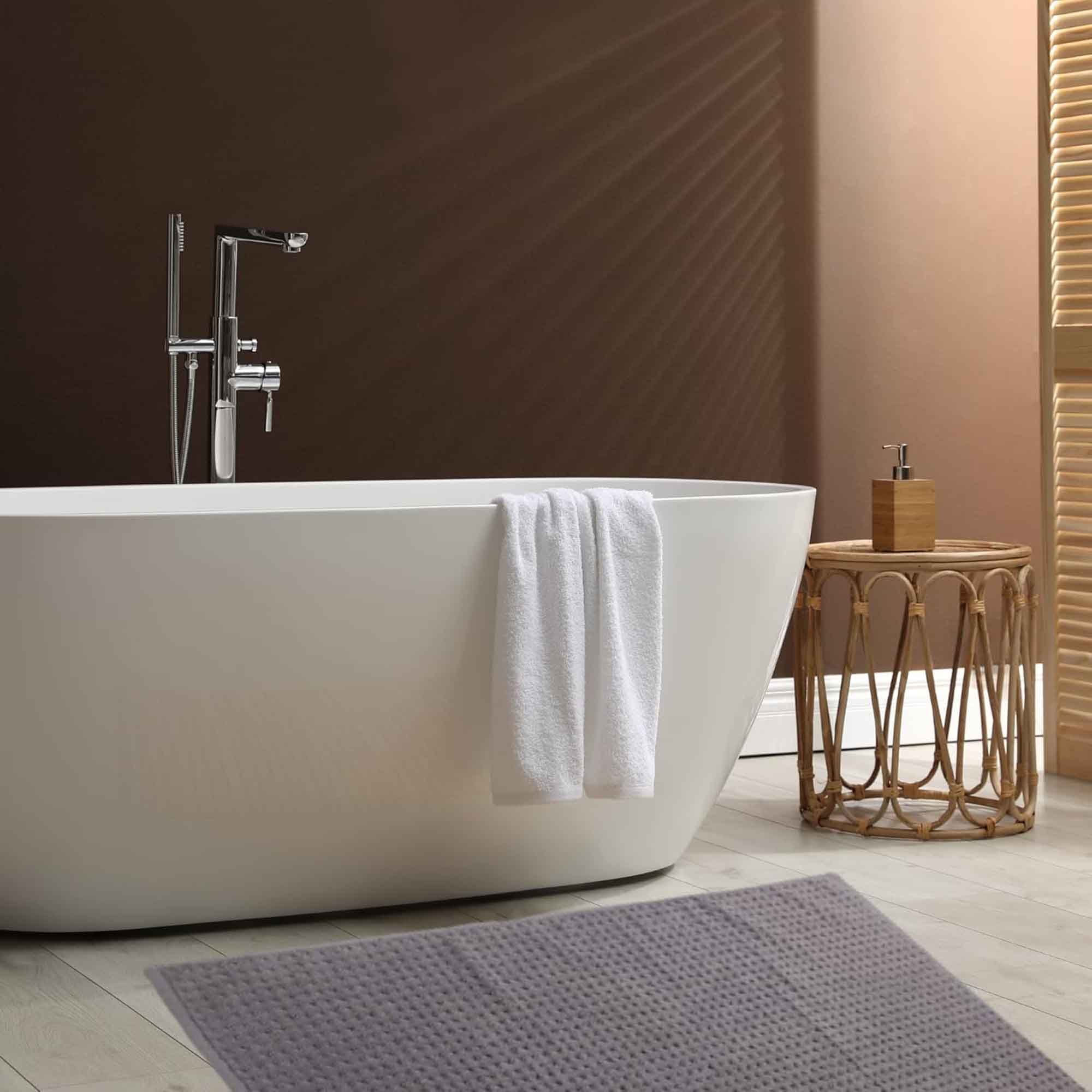 OLIVIA ROCCO Cotton Bathmats – Pack of 3 Non-Slip Absorbent Bathroom Rugs