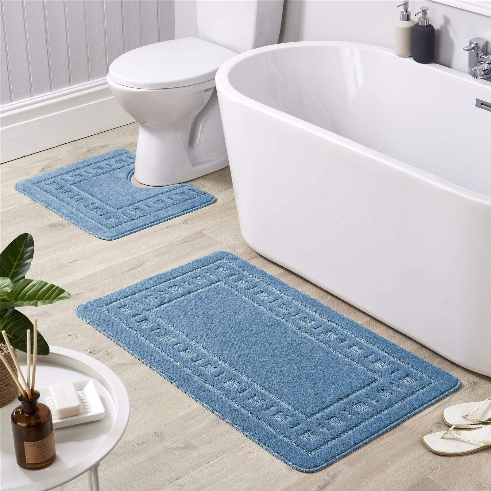 OLIVIA ROCCO Jumbo Miami Bath Mat Set – Non-Slip Ultra Absorbent 2 Piece