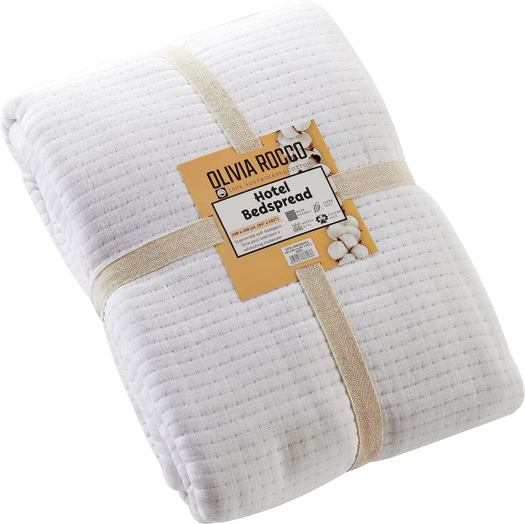 OLIVIA ROCCO Quilted Bedspread – 100% Sustainable Cotton Hotel Bedding