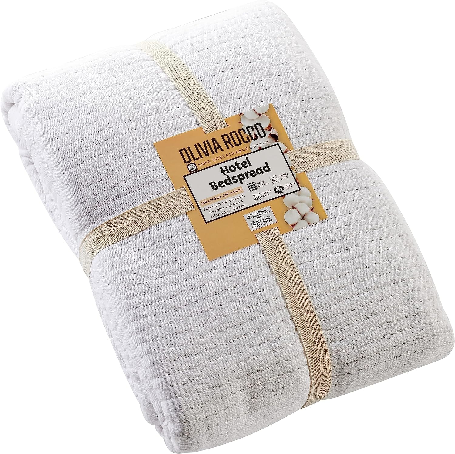 OLIVIA ROCCO Quilted Bedspread – 100% Sustainable Cotton Hotel Bedding