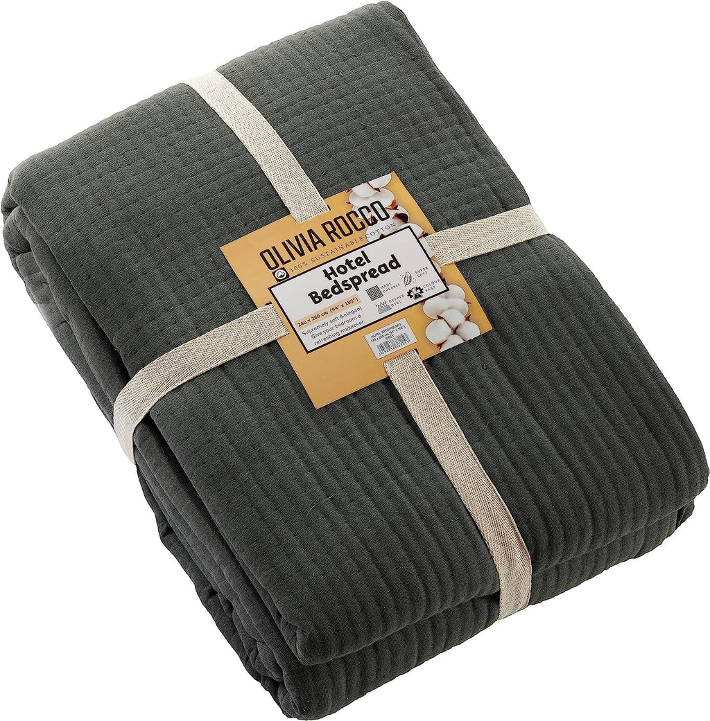 OLIVIA ROCCO Quilted Bedspread – 100% Sustainable Cotton Hotel Bedding