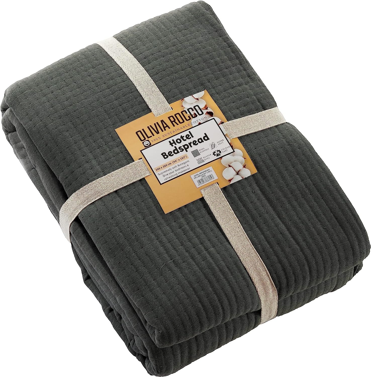OLIVIA ROCCO Quilted Bedspread – 100% Sustainable Cotton Hotel Bedding