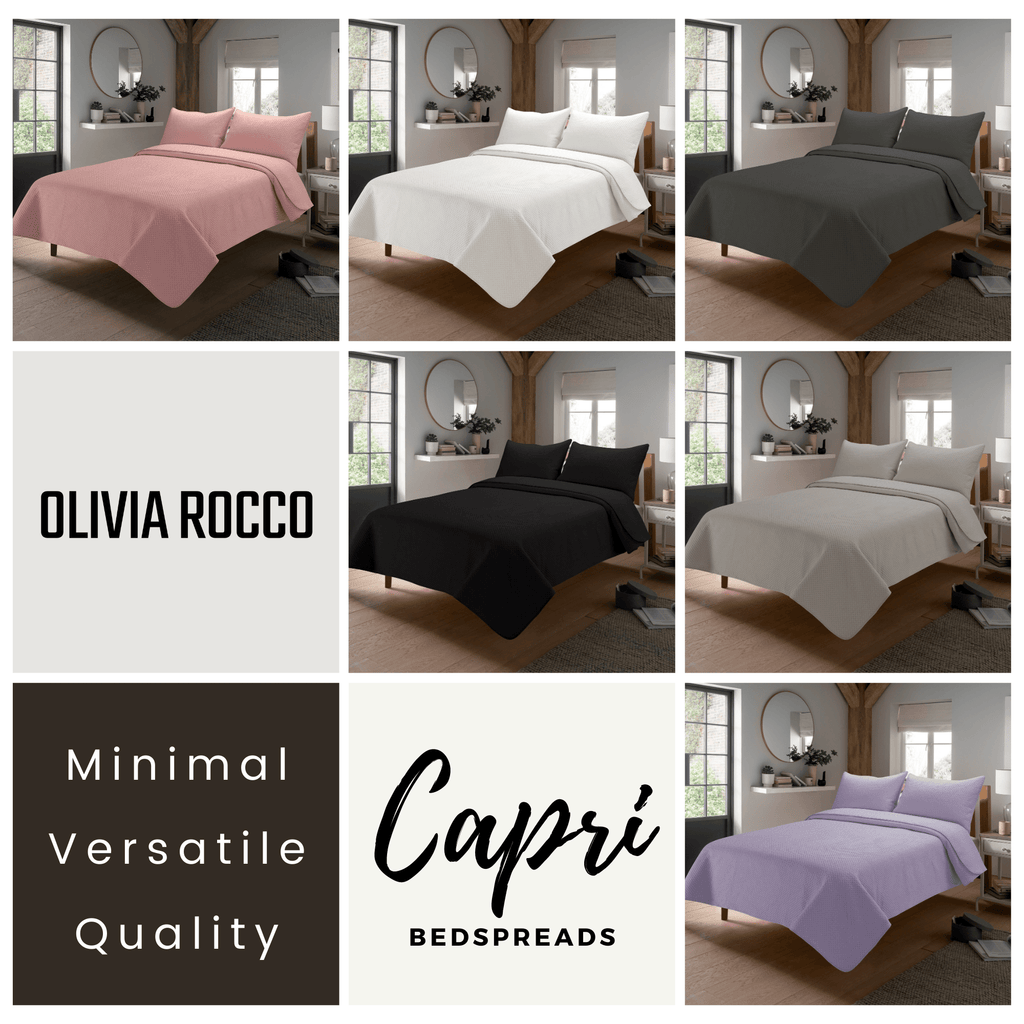 OLIVIA ROCCO Capri Luxury Embossed Bedspread Set with Quilted Throw