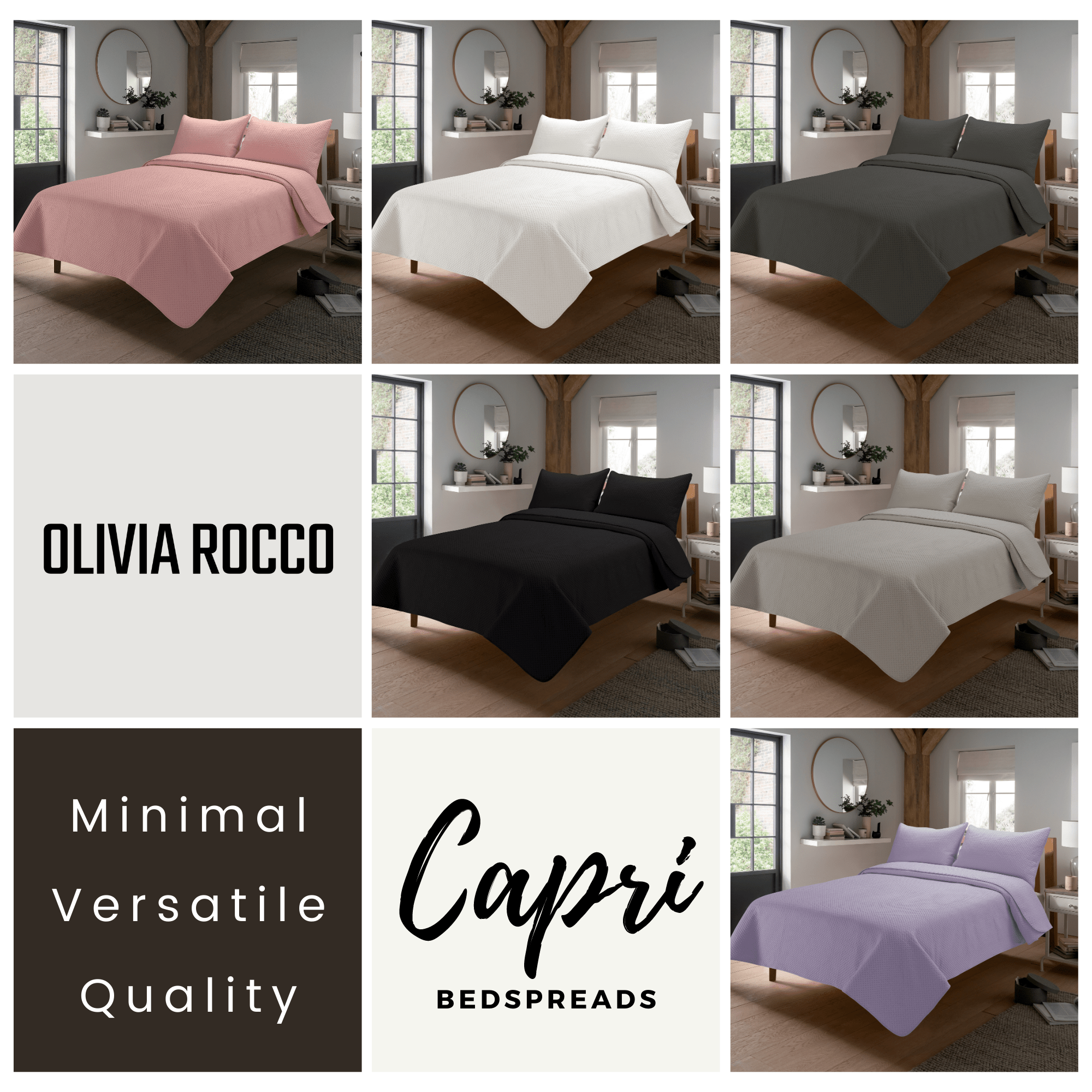 OLIVIA ROCCO Capri Luxury Embossed Bedspread Set with Quilted Throw
