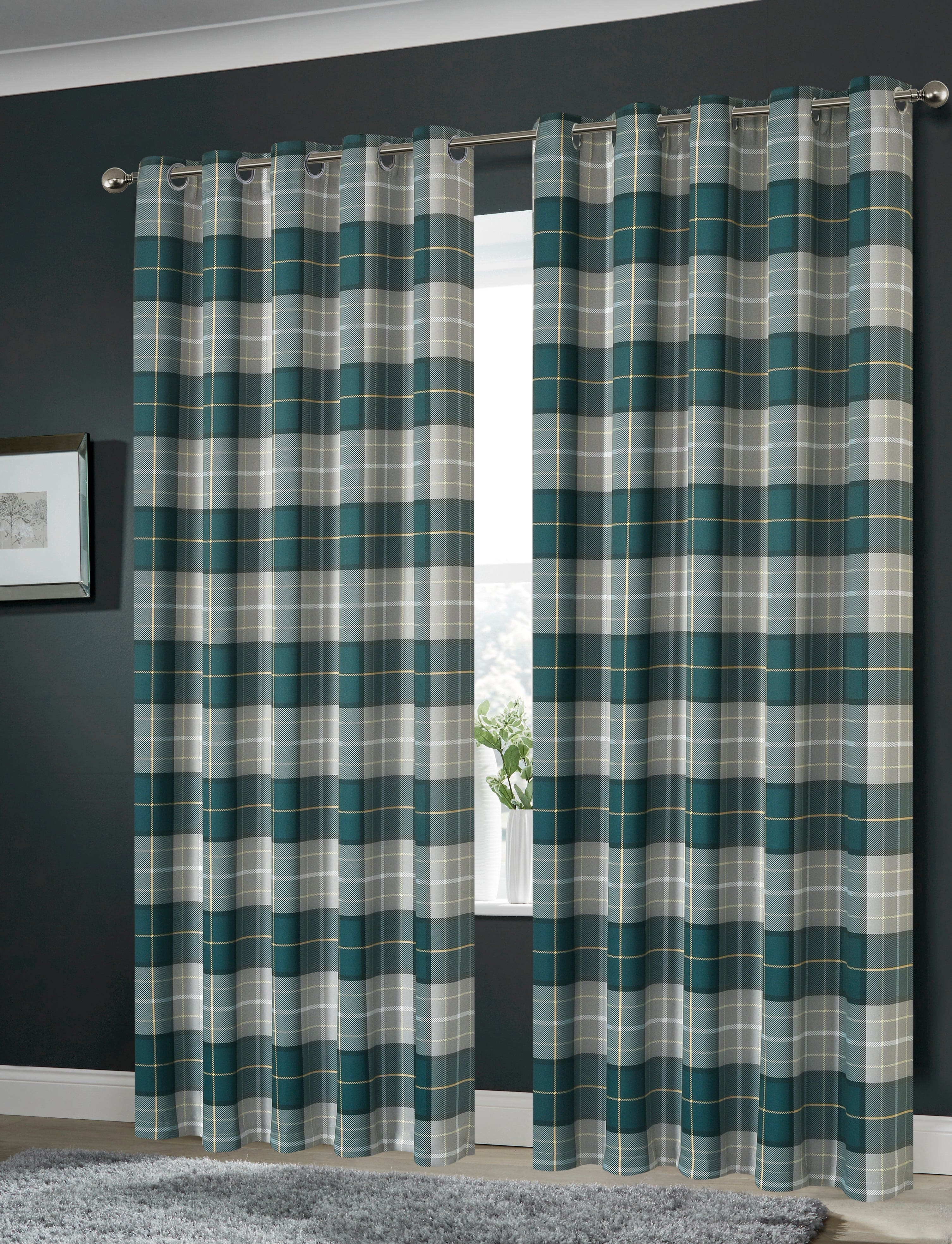 OLIVIA ROCCO Blackout Thermal Curtains – Marble Check Energy Saving Panels