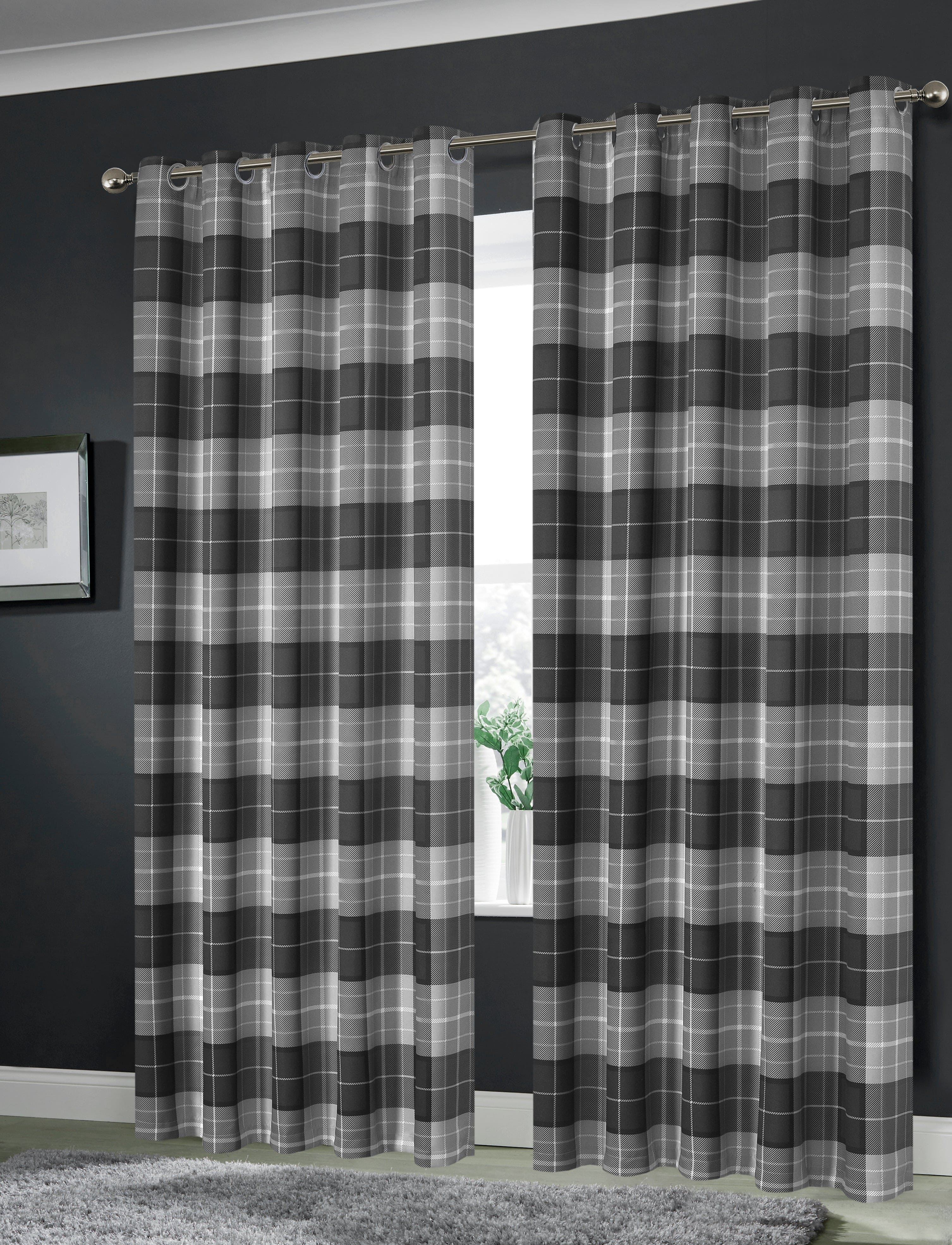 OLIVIA ROCCO Blackout Thermal Curtains – Marble Check Energy Saving Panels