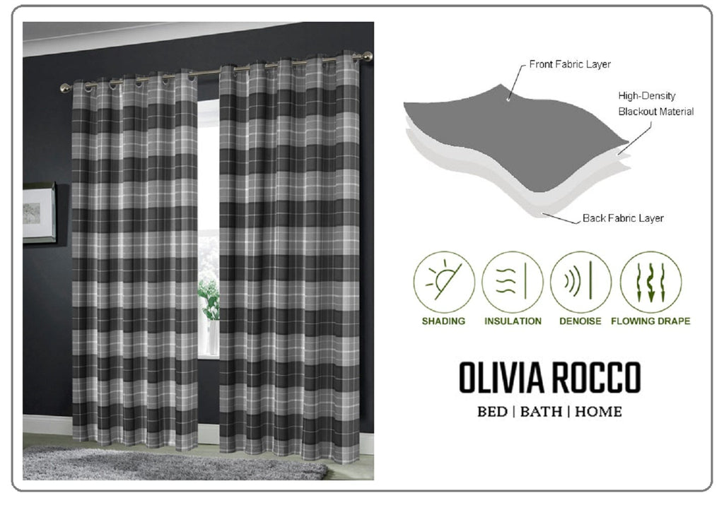 OLIVIA ROCCO Blackout Thermal Curtains – Marble Check Energy Saving Panels
