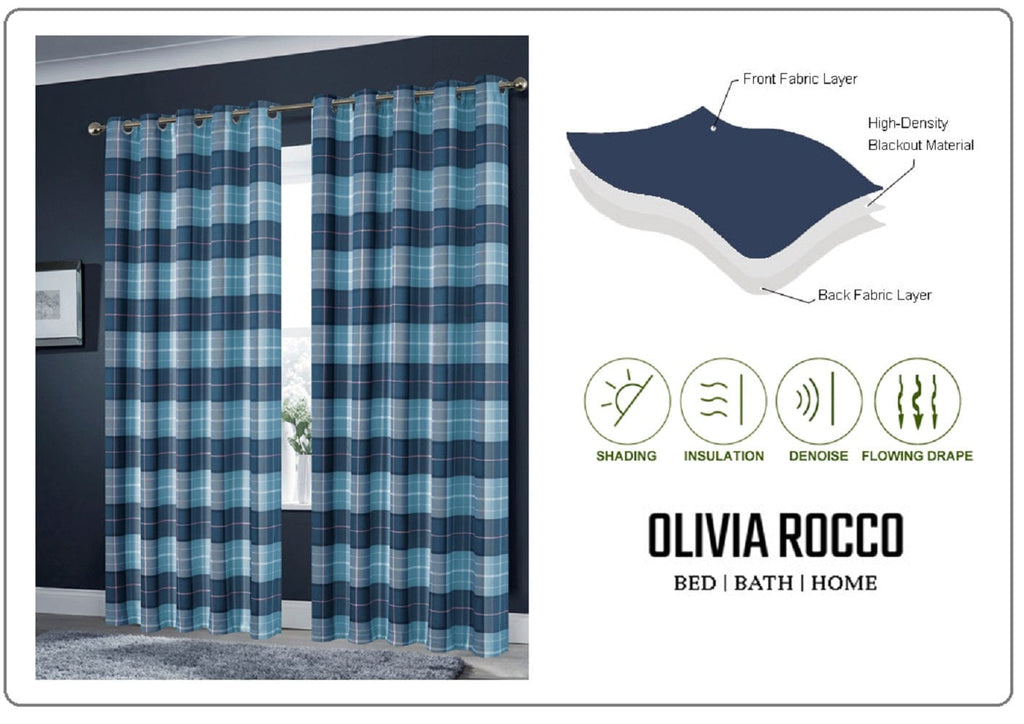 OLIVIA ROCCO Blackout Thermal Curtains – Marble Check Energy Saving Panels
