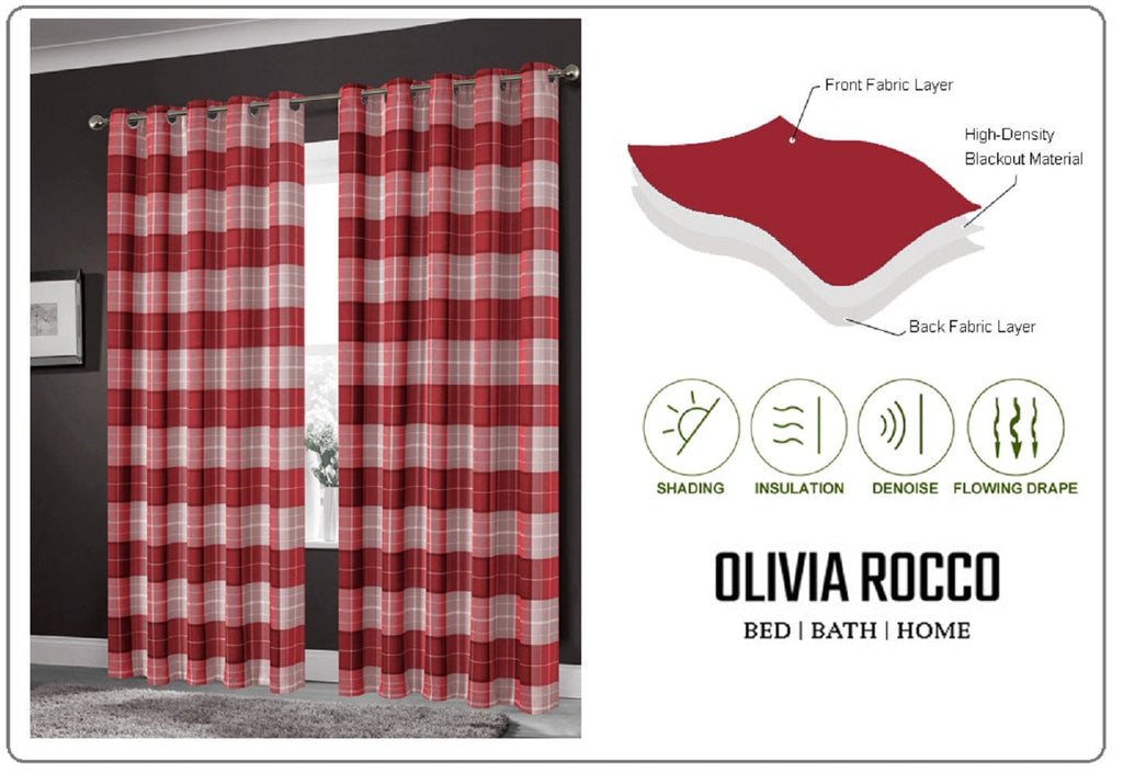 OLIVIA ROCCO Blackout Thermal Curtains – Marble Check Energy Saving Panels