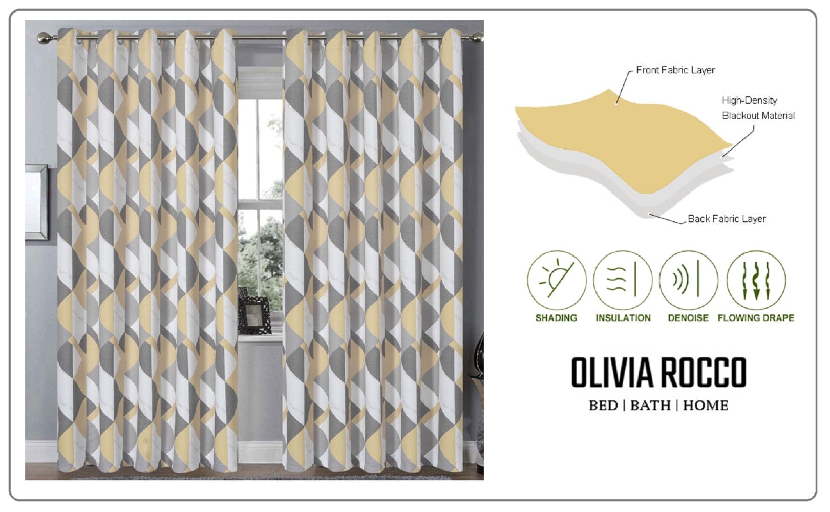 OLIVIA ROCCO Blackout Thermal Curtains – Marble Check Energy Saving Panels