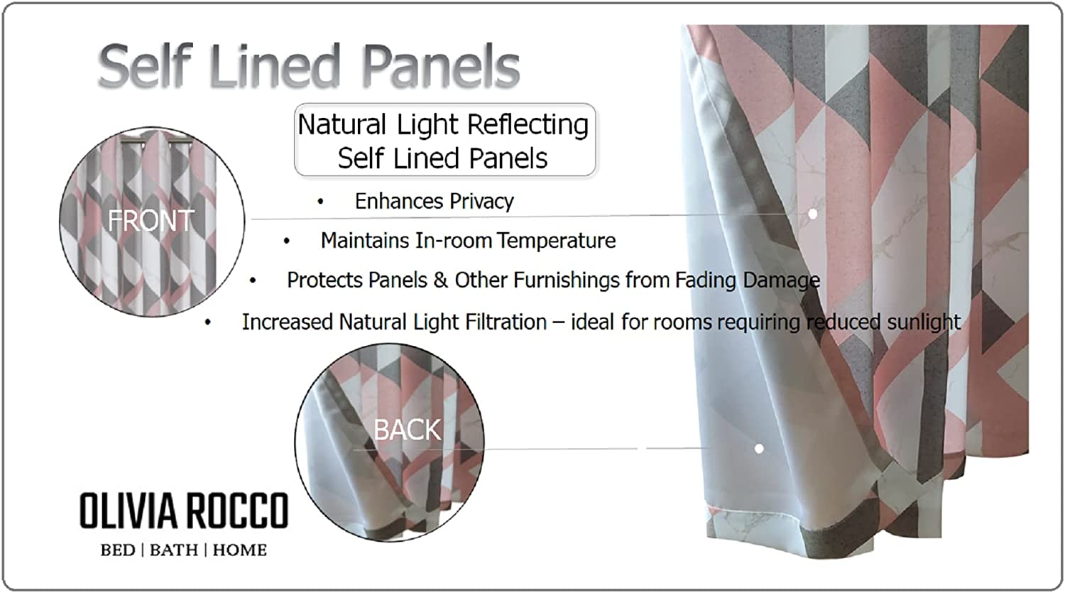OLIVIA ROCCO Blackout Thermal Curtains – Marble Check Energy Saving Panels