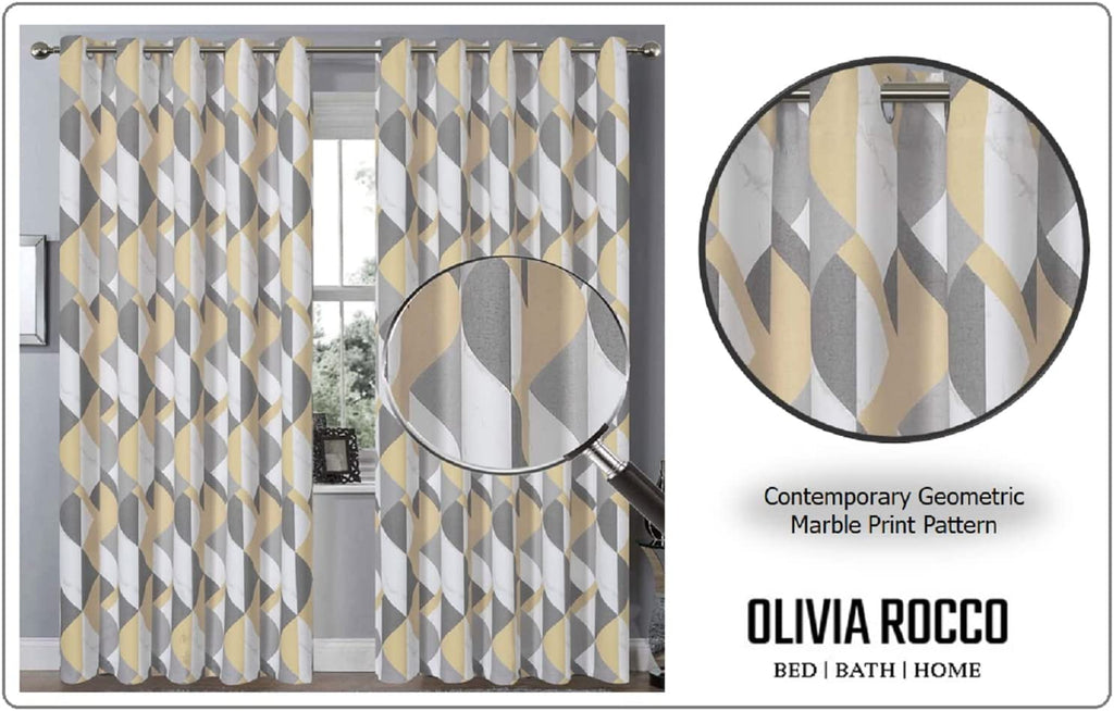 OLIVIA ROCCO Blackout Thermal Curtains – Marble Check Energy Saving Panels