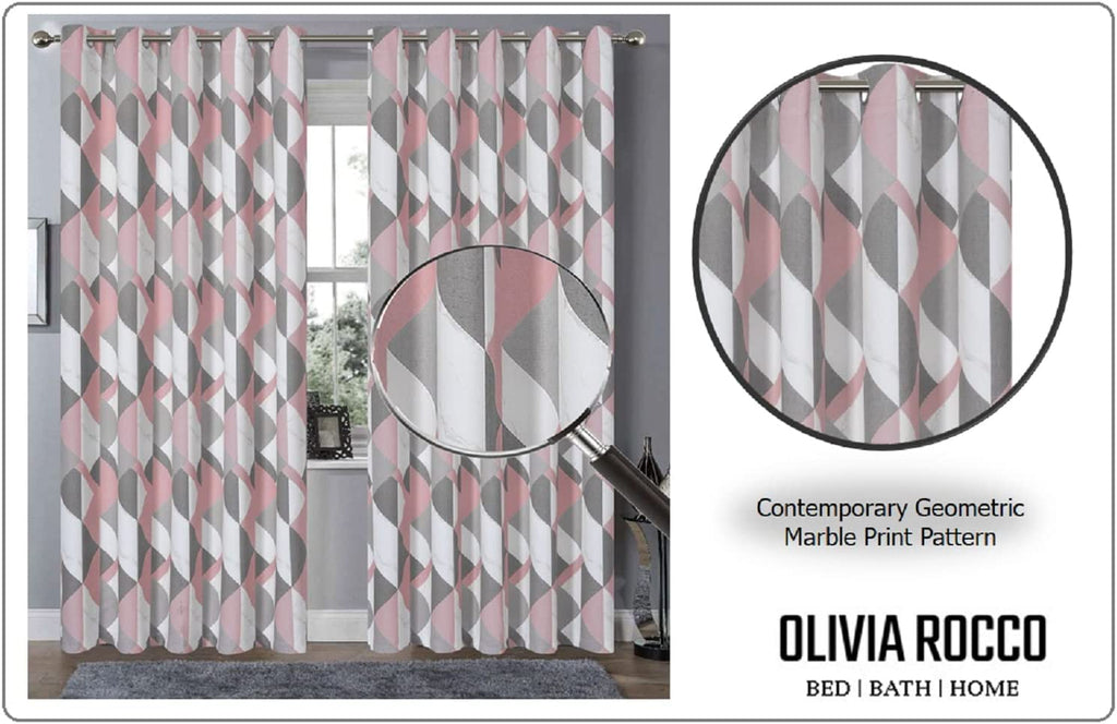 OLIVIA ROCCO Blackout Thermal Curtains – Marble Check Energy Saving Panels
