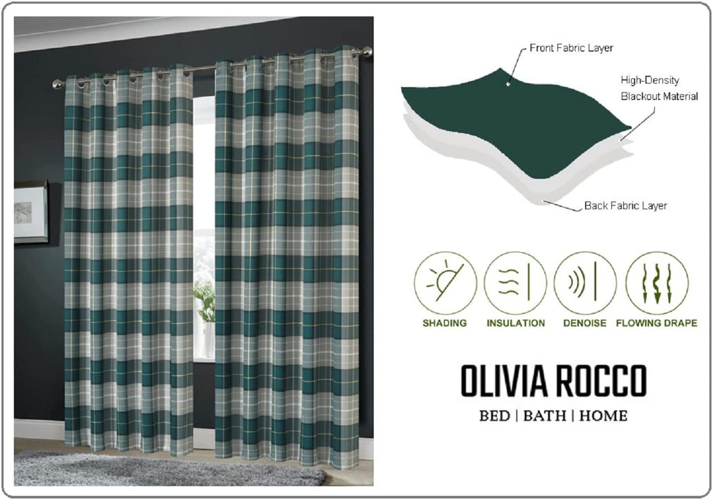 OLIVIA ROCCO Blackout Thermal Curtains – Marble Check Energy Saving Panels