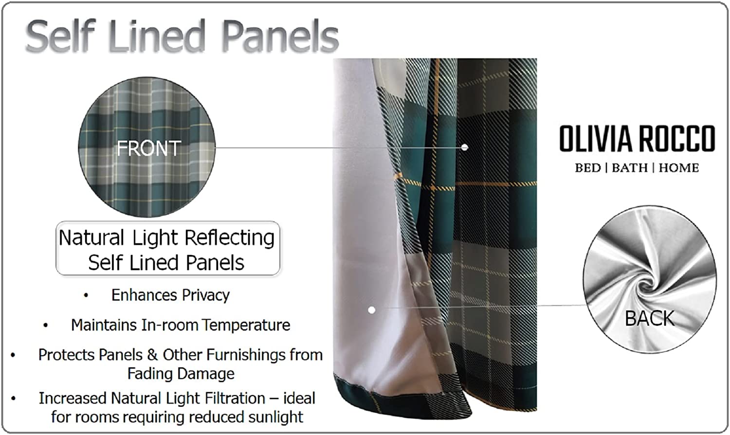 OLIVIA ROCCO Blackout Thermal Curtains – Marble Check Energy Saving Panels