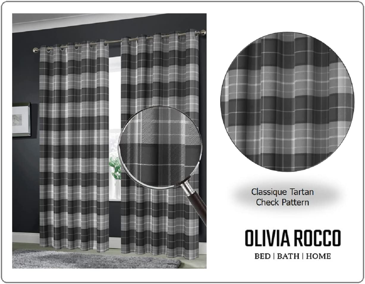 OLIVIA ROCCO Blackout Thermal Curtains – Marble Check Energy Saving Panels