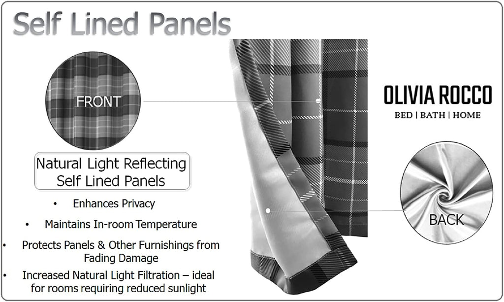 OLIVIA ROCCO Blackout Thermal Curtains – Marble Check Energy Saving Panels