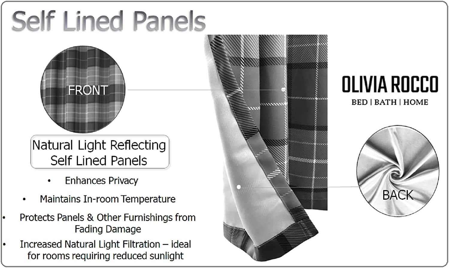 OLIVIA ROCCO Blackout Thermal Curtains – Marble Check Energy Saving Panels