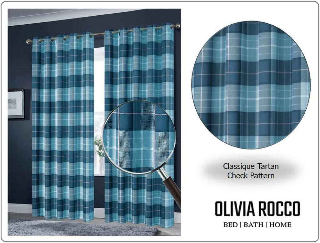 OLIVIA ROCCO Blackout Thermal Curtains – Marble Check Energy Saving Panels