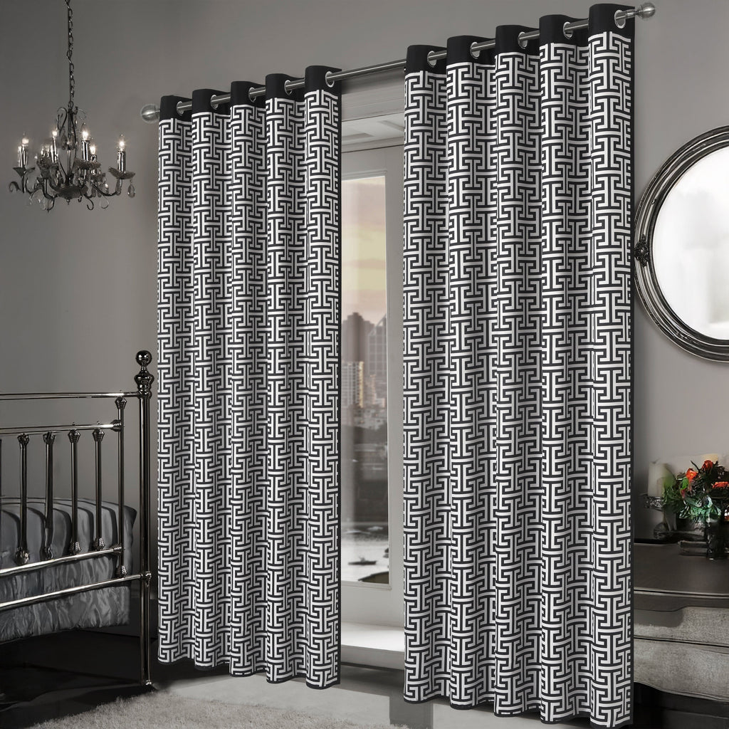 OLIVIA ROCCO Milano Geometric Blackout Curtains | Thermal Eyelet Drapes