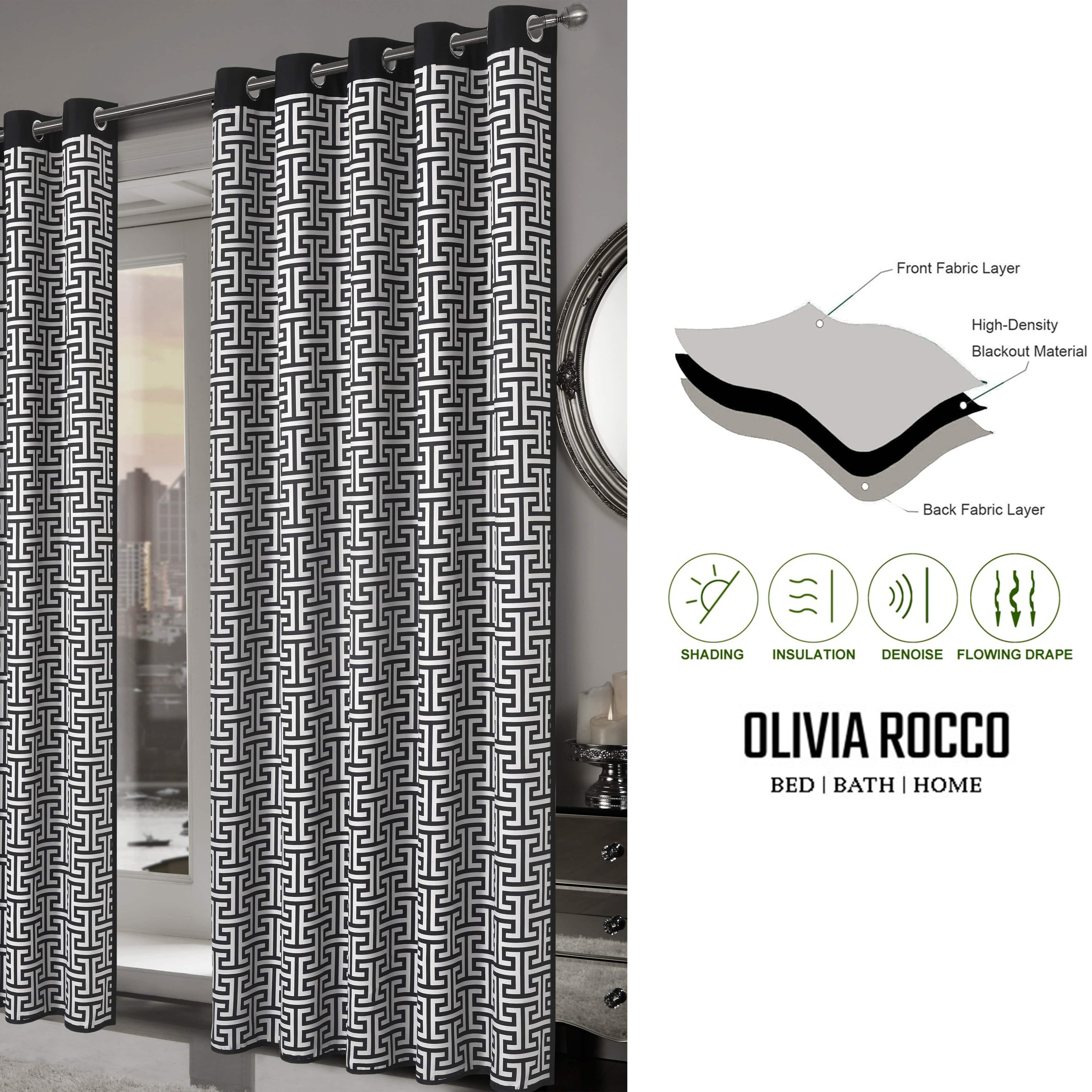 OLIVIA ROCCO Milano Geometric Blackout Curtains | Thermal Eyelet Drapes