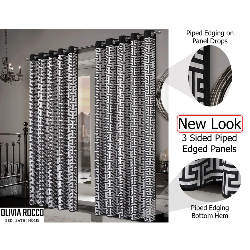 OLIVIA ROCCO Milano Geometric Blackout Curtains | Thermal Eyelet Drapes