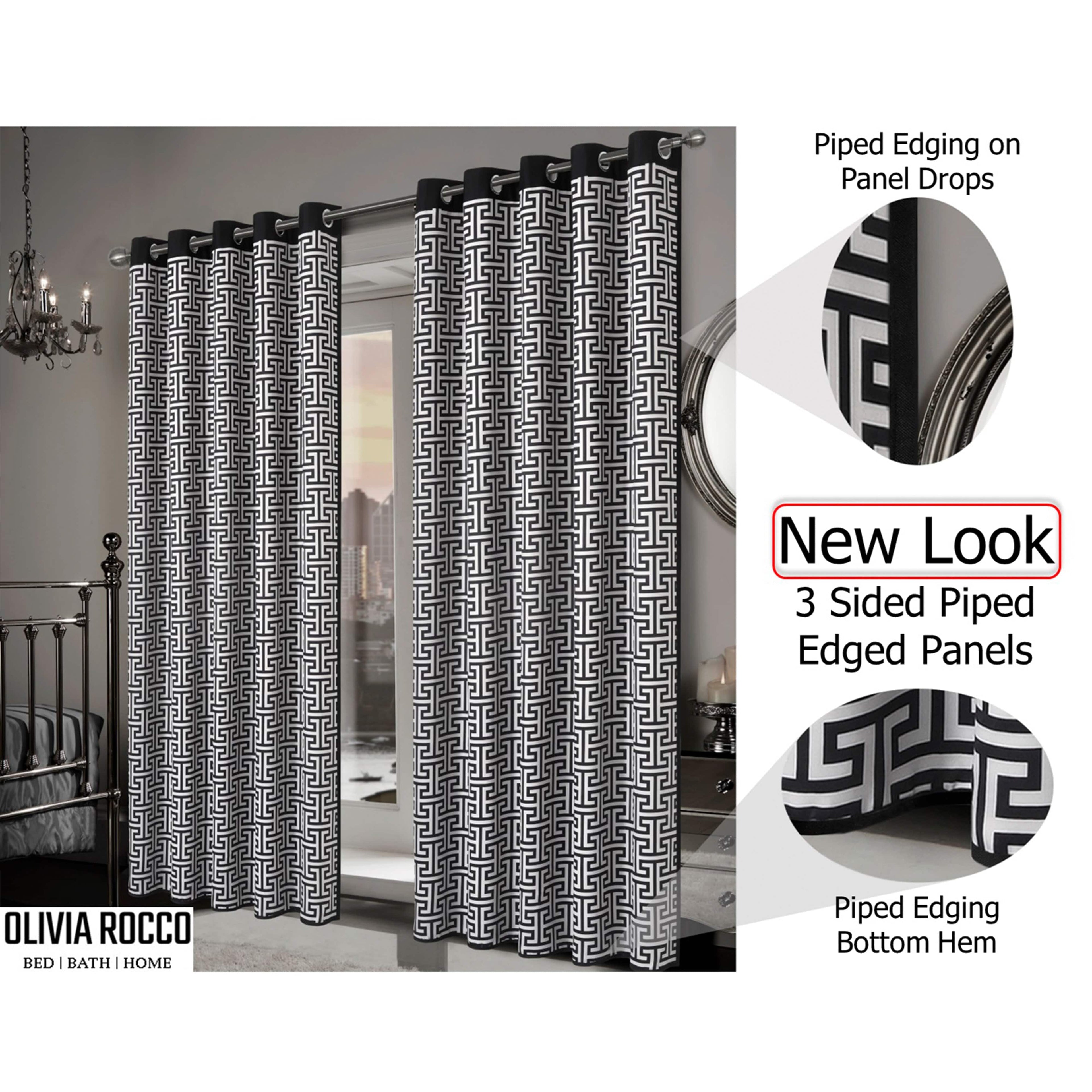 OLIVIA ROCCO Milano Geometric Blackout Curtains | Thermal Eyelet Drapes