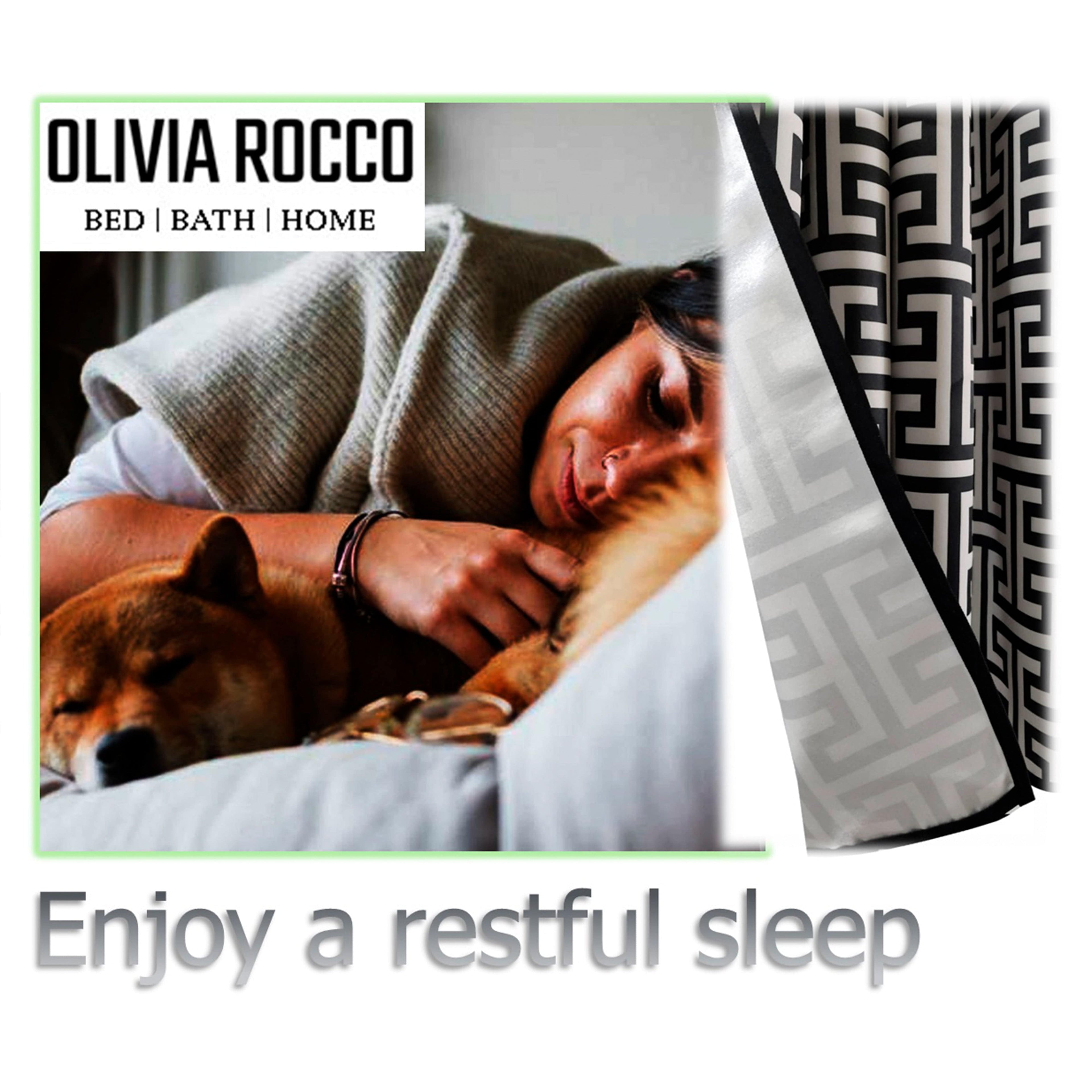 OLIVIA ROCCO Milano Geometric Blackout Curtains | Thermal Eyelet Drapes