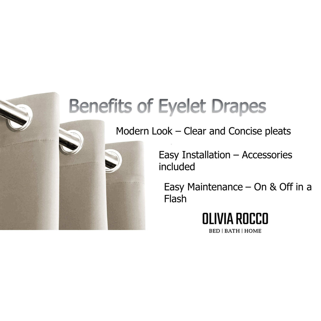 OLIVIA ROCCO Blackout Thermal Eyelet Curtains | Natural Energy Efficient