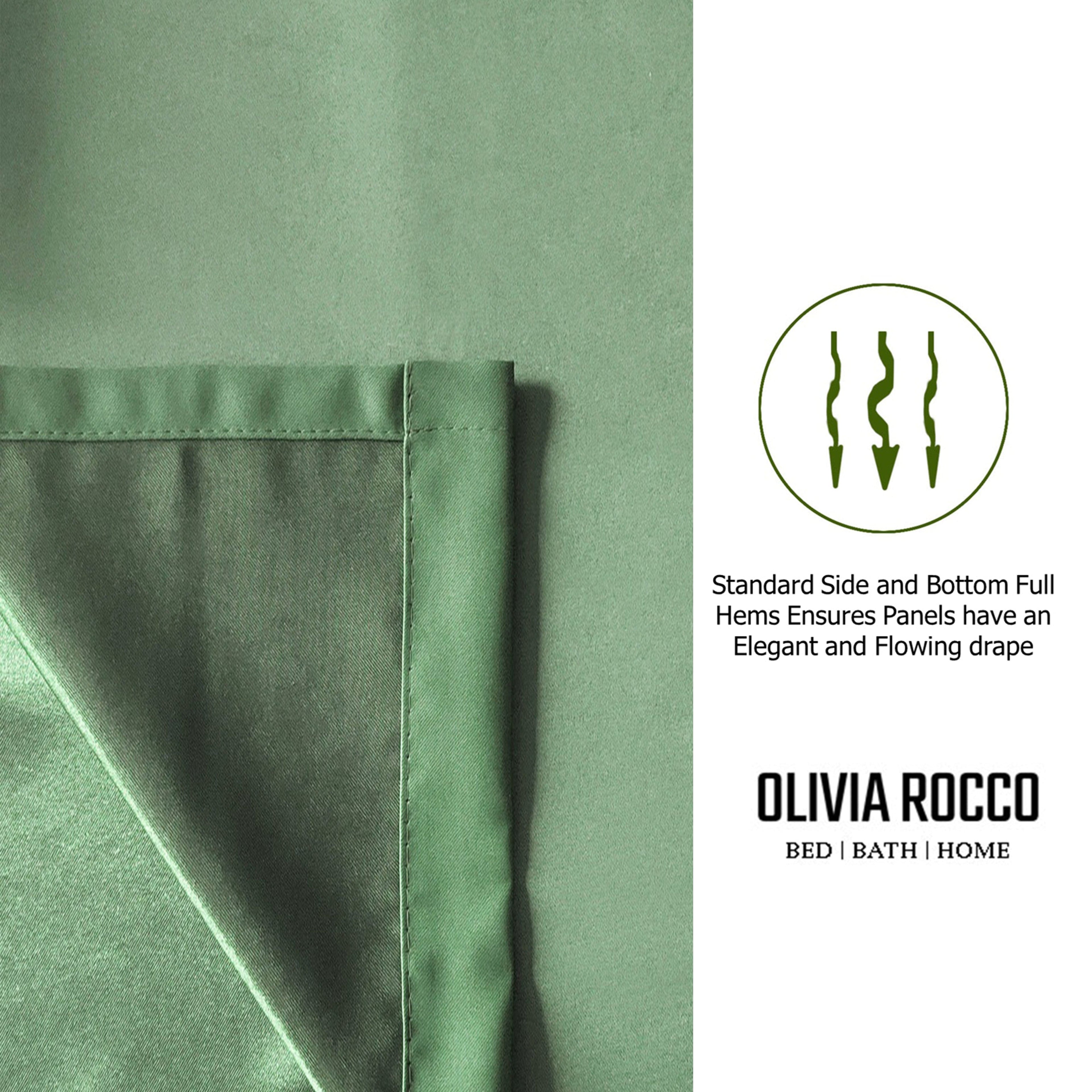 OLIVIA ROCCO Sage Green Blackout Thermal Eyelet Curtains - 2 Panel Set