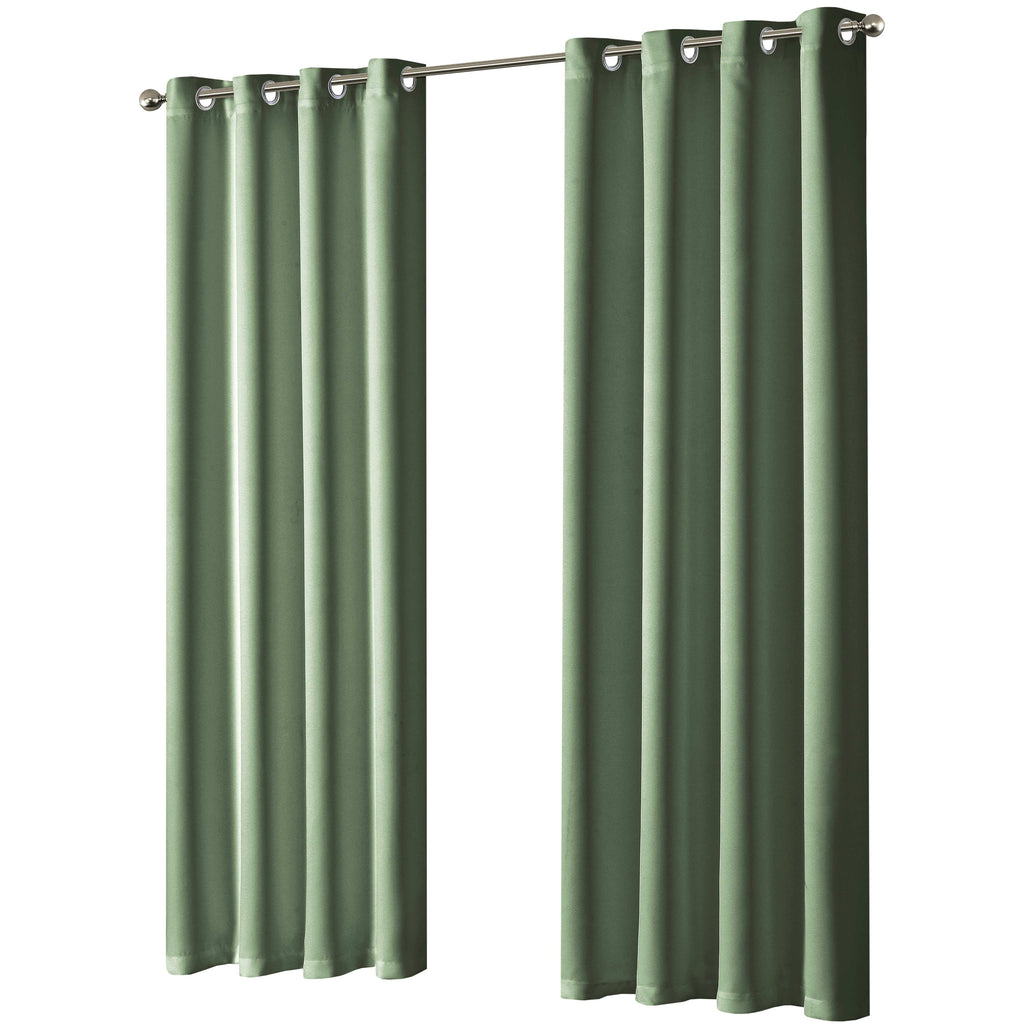 OLIVIA ROCCO Sage Green Blackout Thermal Eyelet Curtains - 2 Panel Set