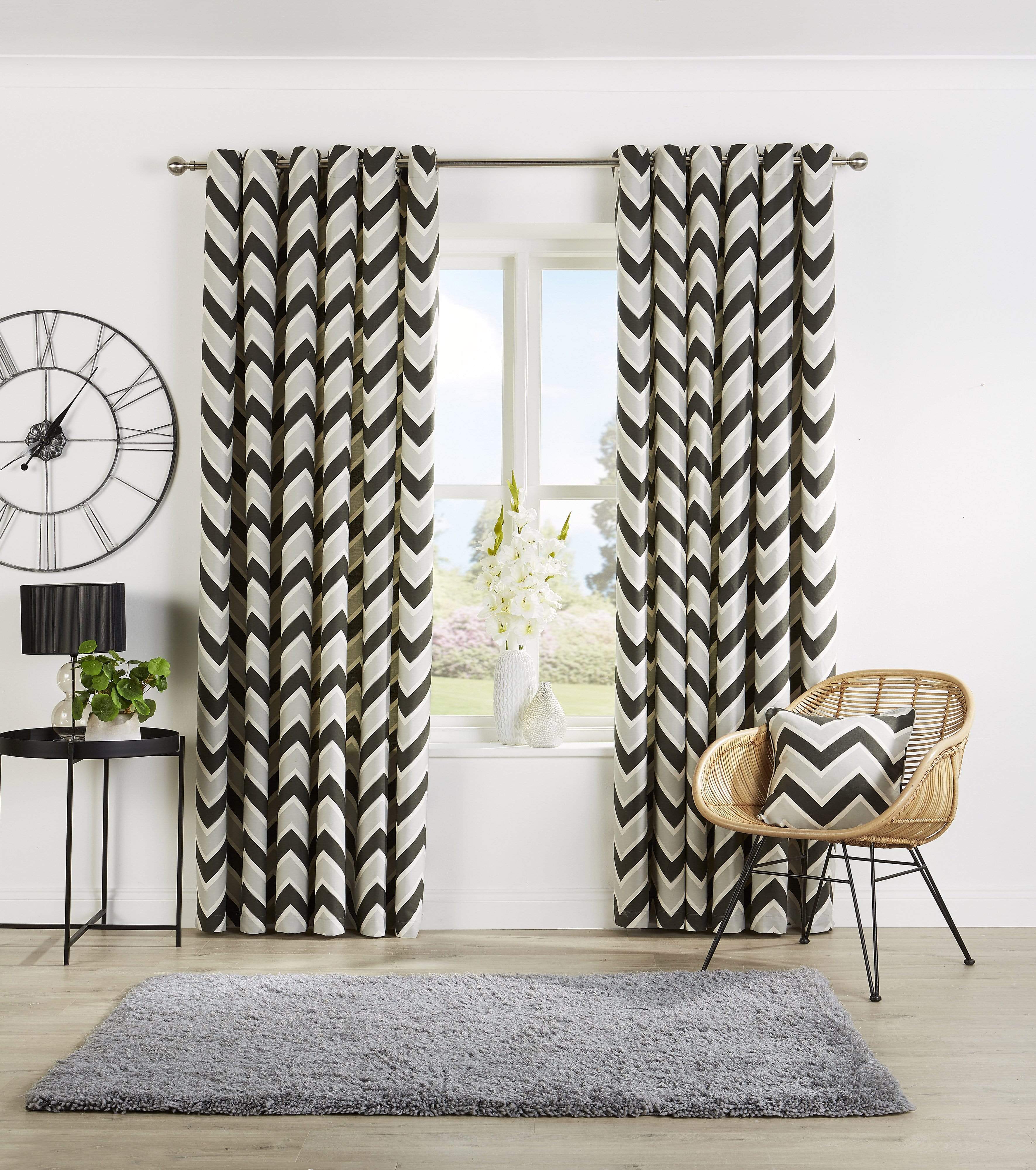OLIVIA ROCCO Chevron Curtain Panels & Cushion Covers | OEKO-TEX Poly-Cotton