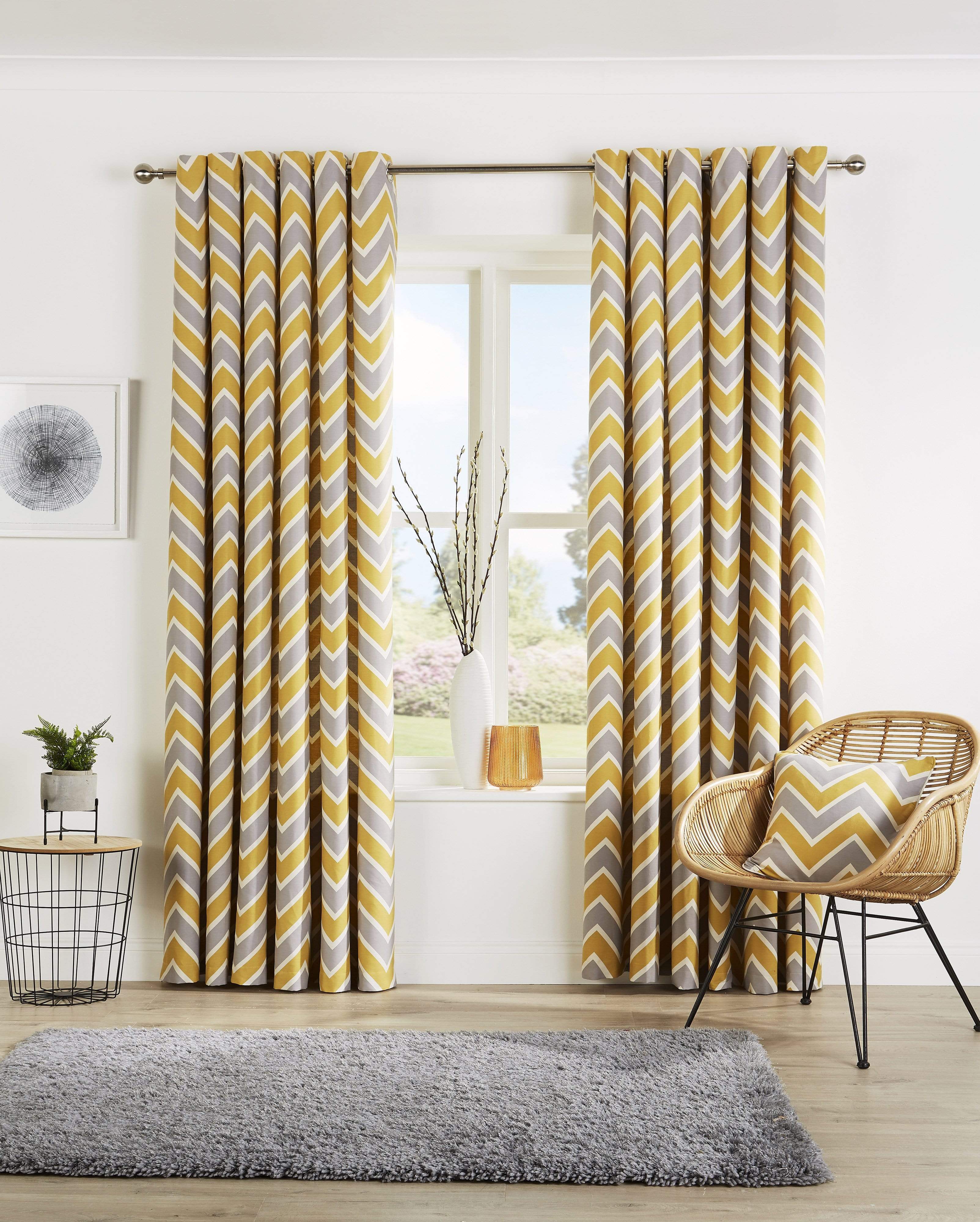 OLIVIA ROCCO Chevron Curtain Panels & Cushion Covers | OEKO-TEX Poly-Cotton