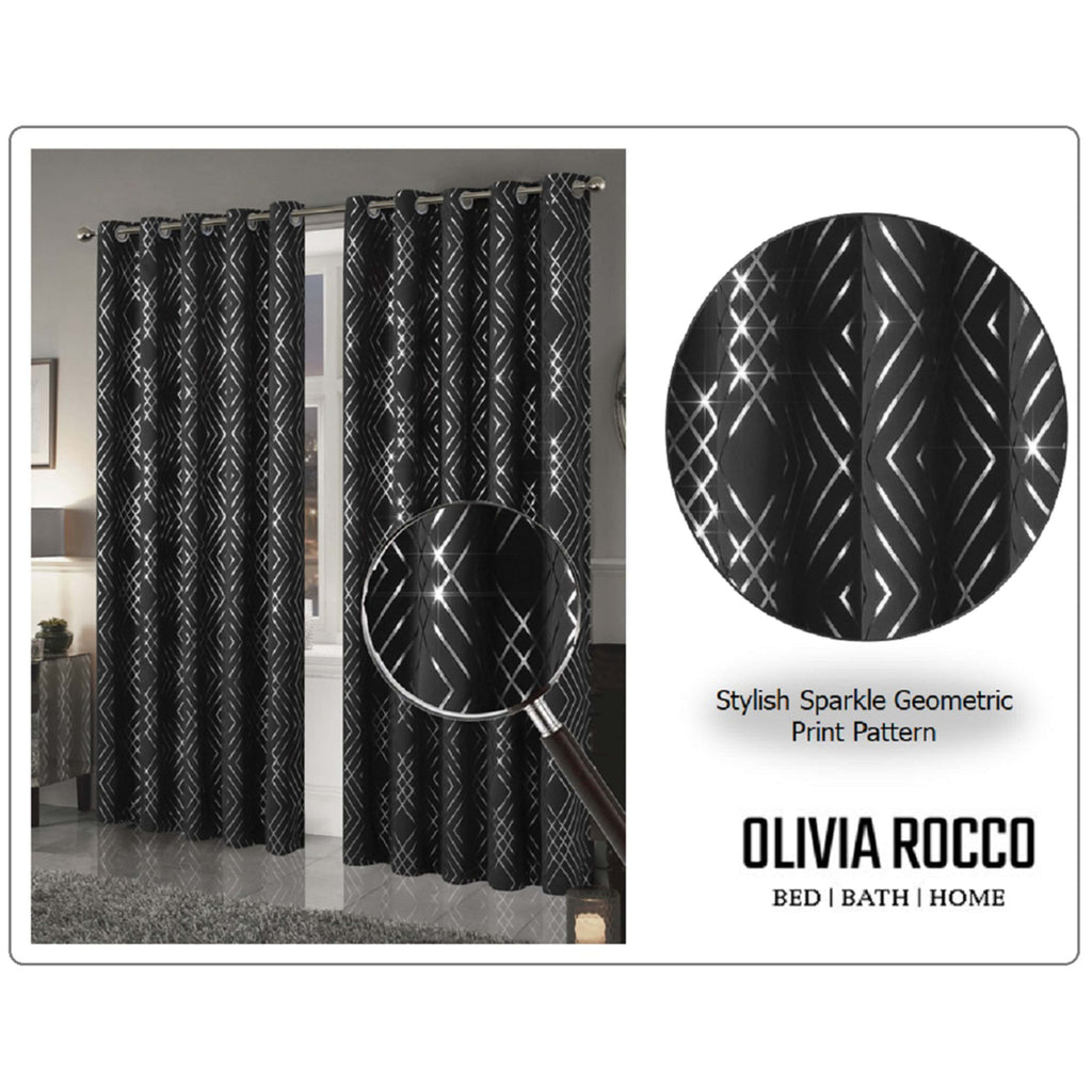 OLIVIA ROCCO Geometric Blackout Curtains – Thermal Eyelet Ring Top Drapes