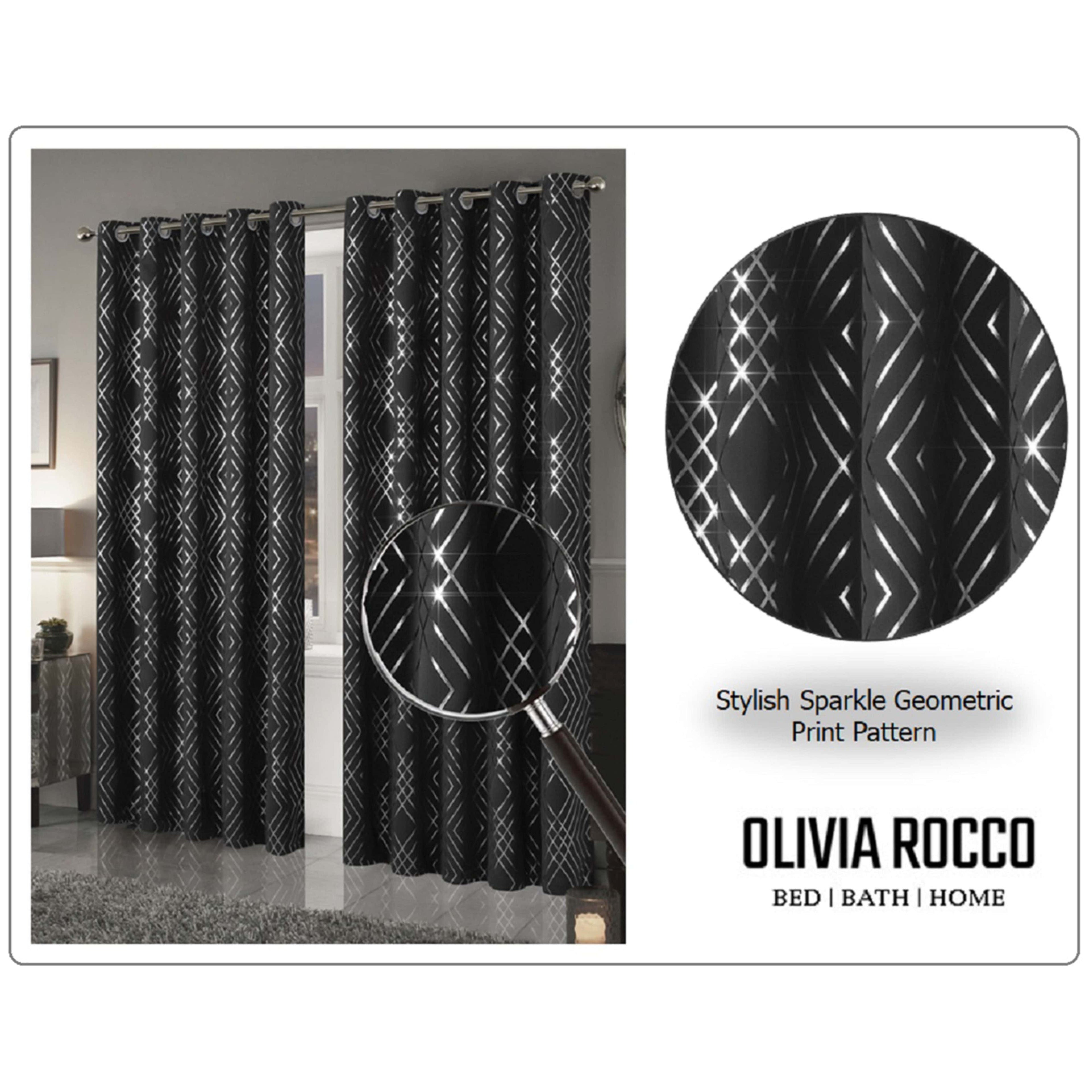 OLIVIA ROCCO Geometric Blackout Curtains – Thermal Eyelet Ring Top Drapes