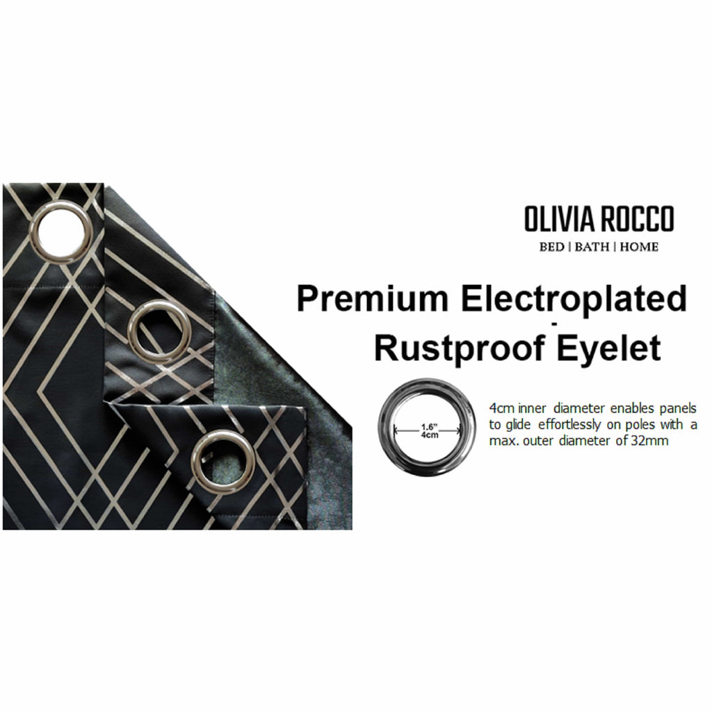 OLIVIA ROCCO Geometric Blackout Curtains – Thermal Eyelet Ring Top Drapes