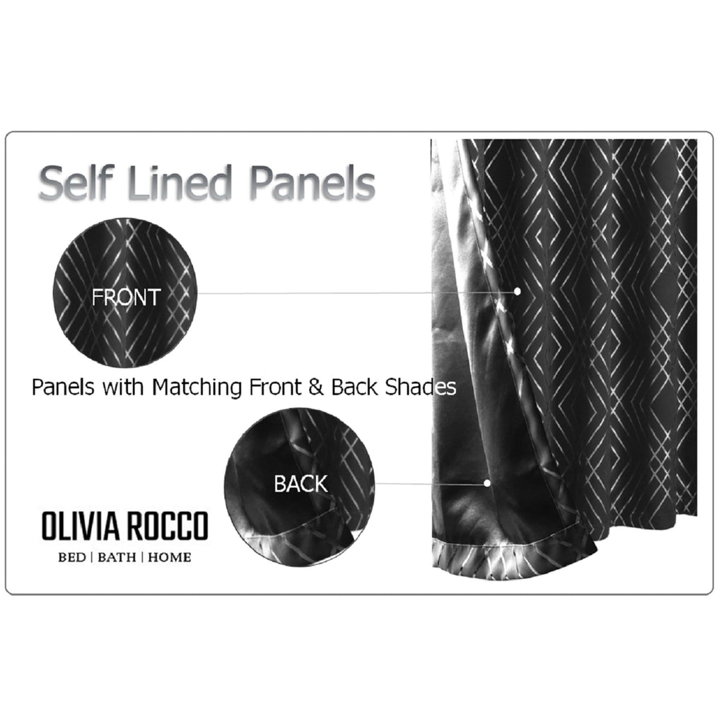 OLIVIA ROCCO Geometric Blackout Curtains – Thermal Eyelet Ring Top Drapes